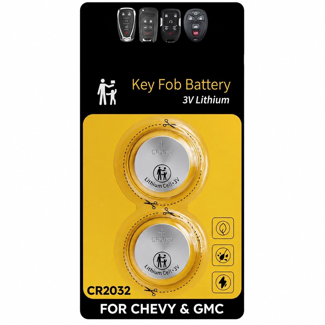 Adrinfly  Key Fob Replacement power cells for Chevy and GMC Silverado Equinox Malibu Traverse Cruze Sierra Acadia Terrain Colorado Impala Trax