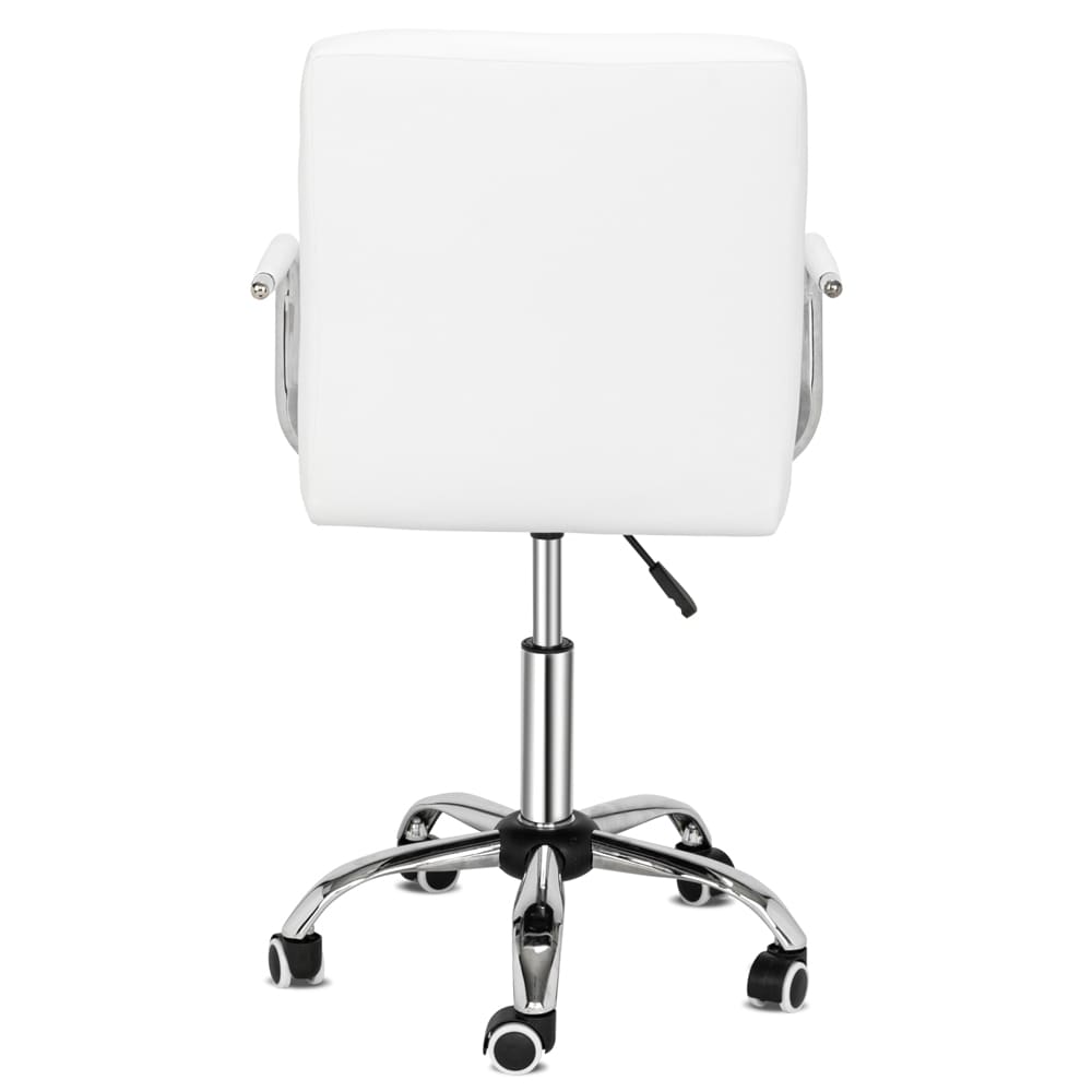 Winado 951236187051 Office Chair White Traditional Ergonomic Adjustable Height Swivel Faux Leather Task Chair