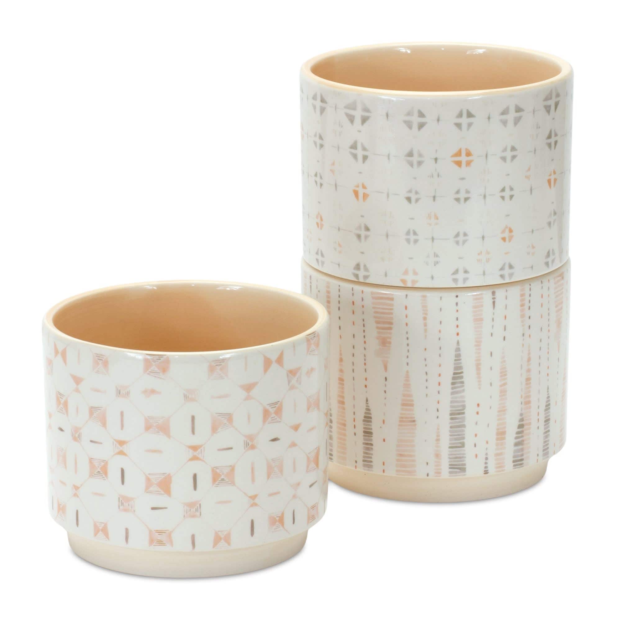 Melrose International 85215DS Pot (Set of 3) 5D x 4.25H Dolomite