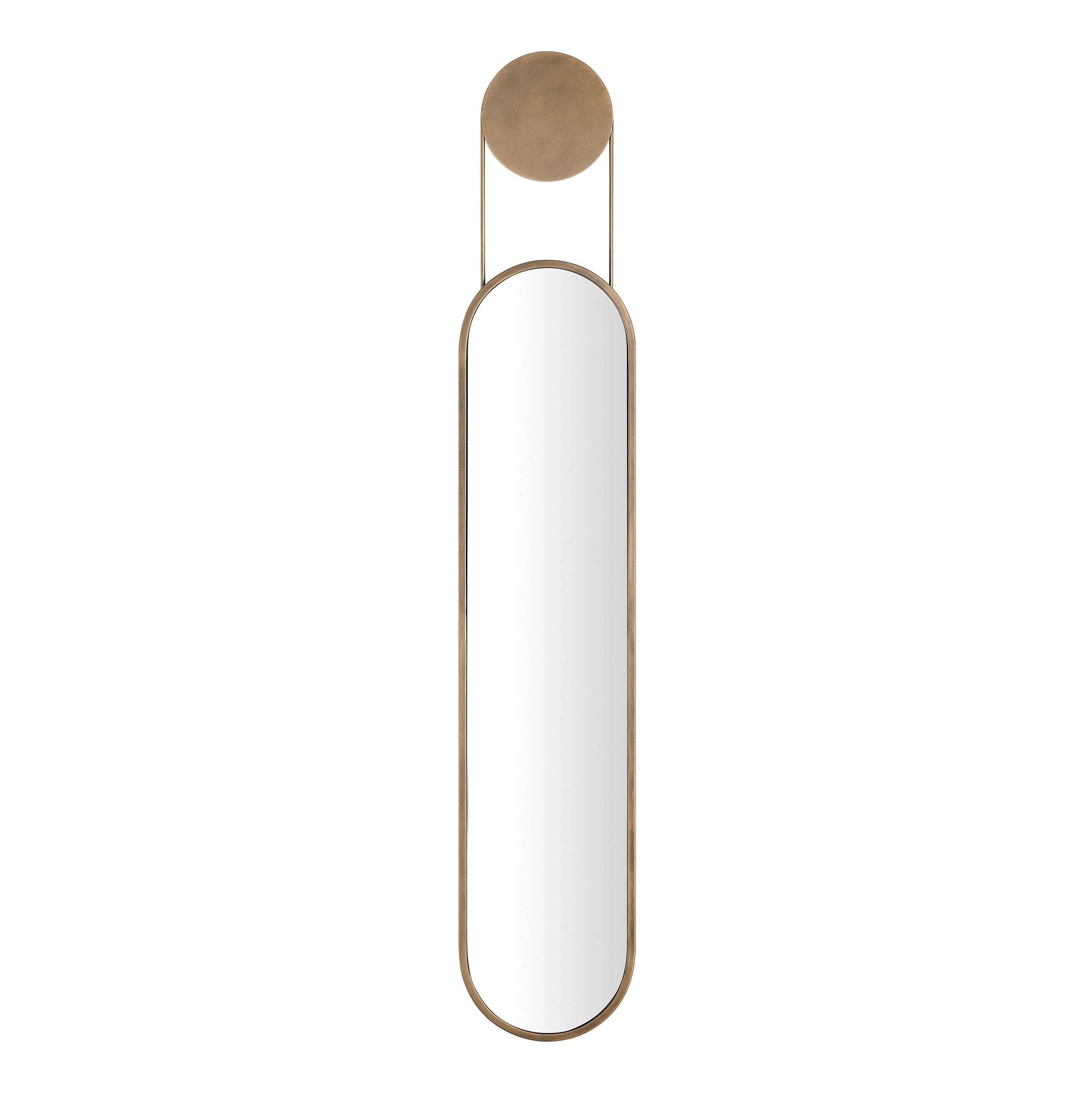 Danya B. Midcentury Modern 8.75 in. W x 50.25 in. H Oval Antique Brass Framed Full Length  Wall Mirror