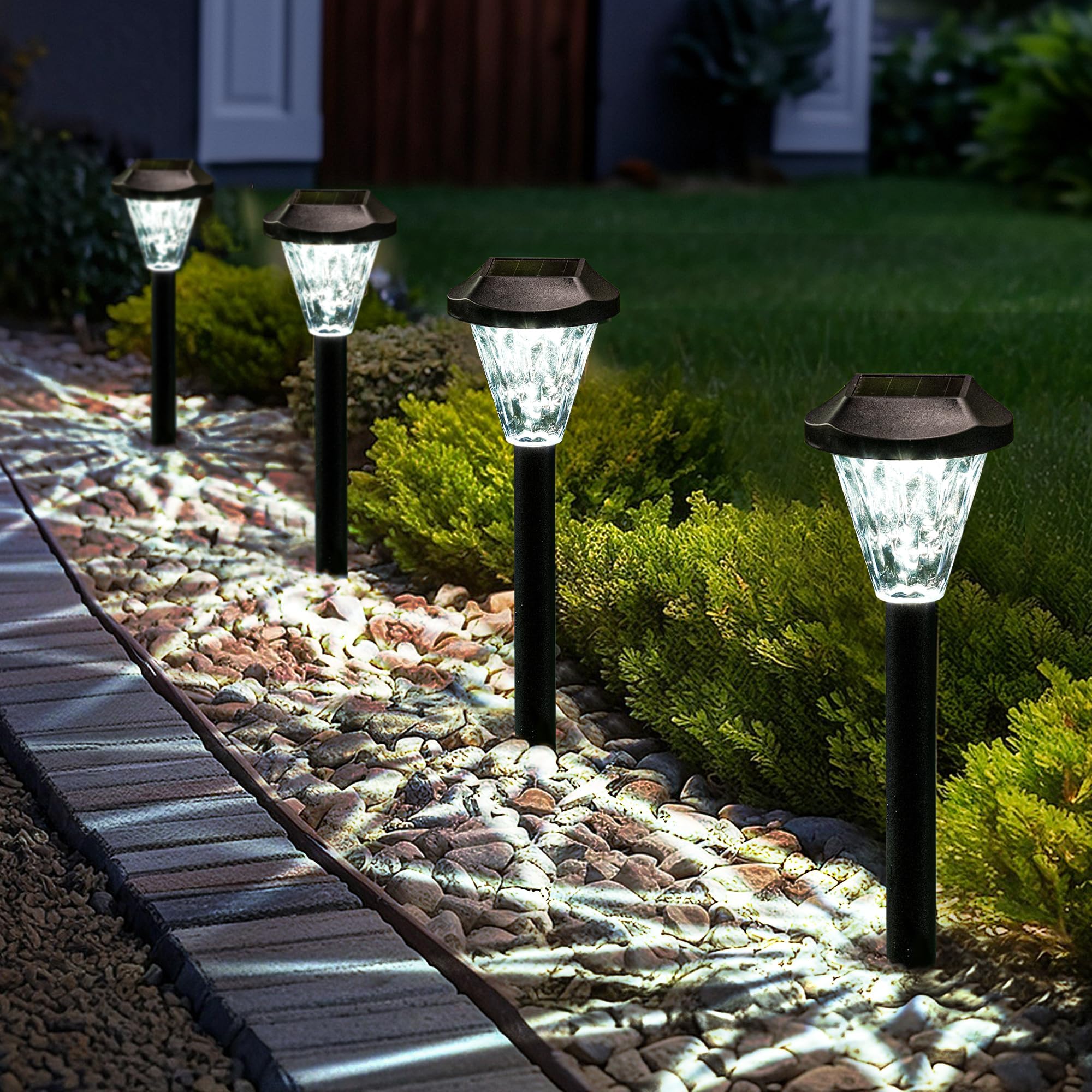 Aoibox  8 Pack Solar Lights Outdoor Waterproof Stainless Steel 14.37 in Height 2.28 in Diameter Decorative Pathway Garden Lawn Landscape