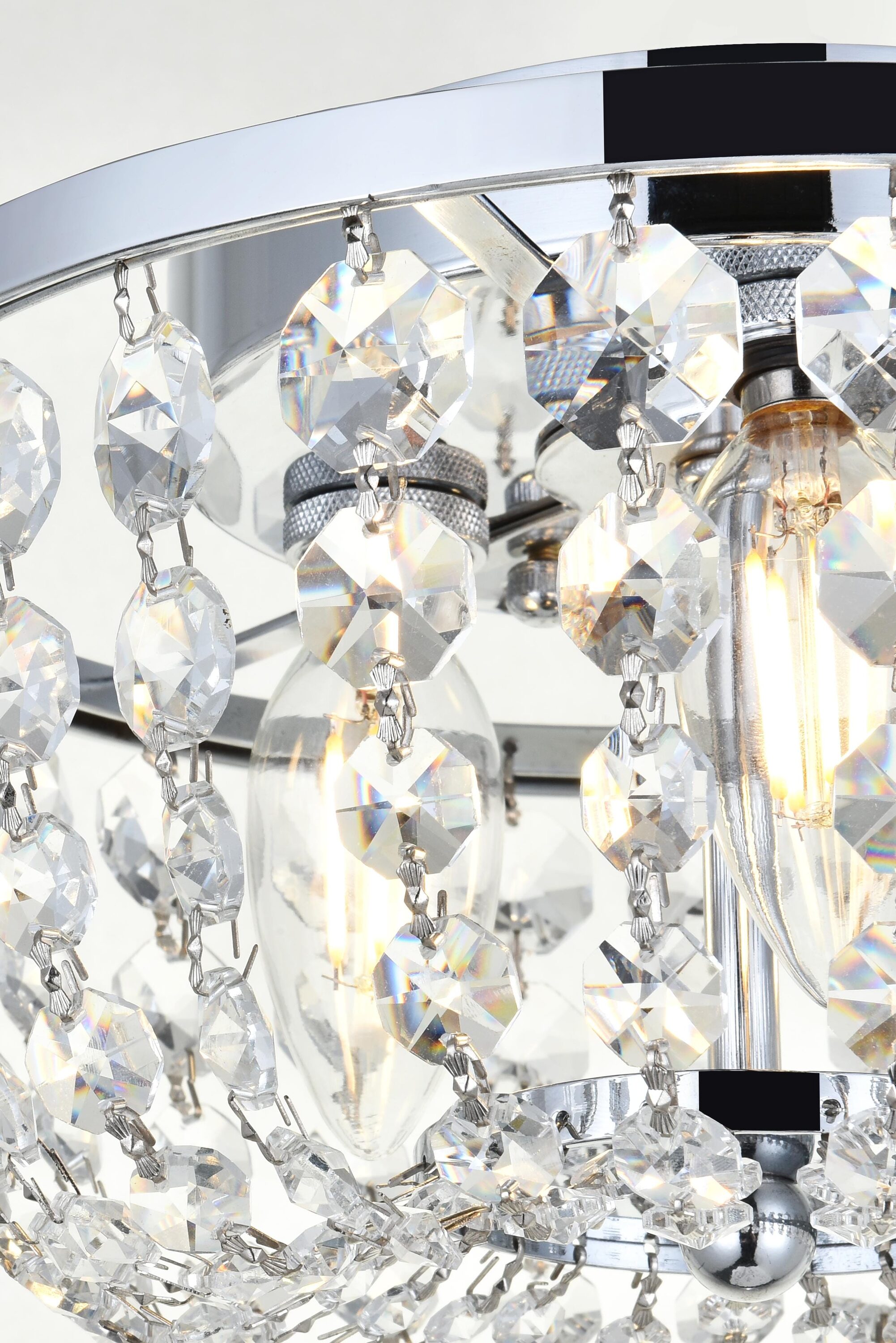 Cora 10 Inch Chrome Flush Mount with Clear Crystal Trim