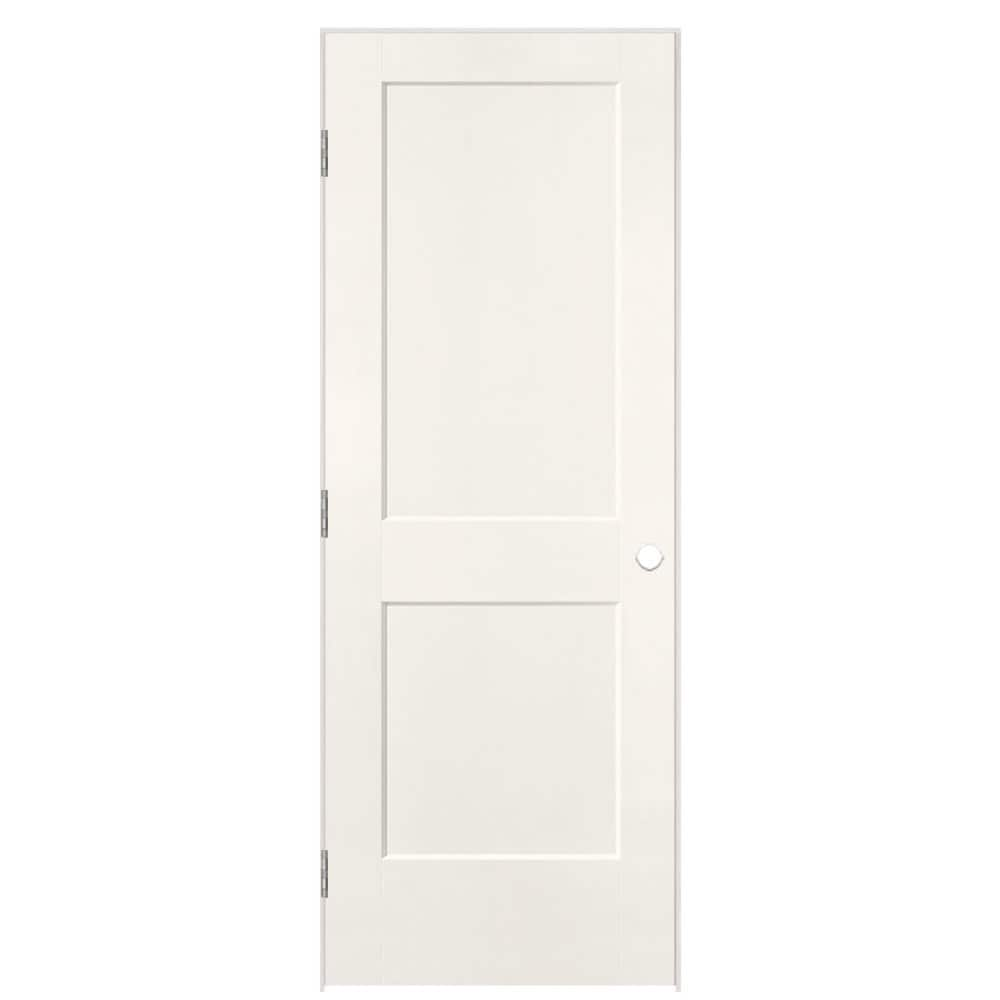 32-in x 80-in White Hollow Core 2-panel Square Right Hand Smooth Prefinished Molded Composite Flat Jamb Single Prehung Interior Door | - Masonite 826098