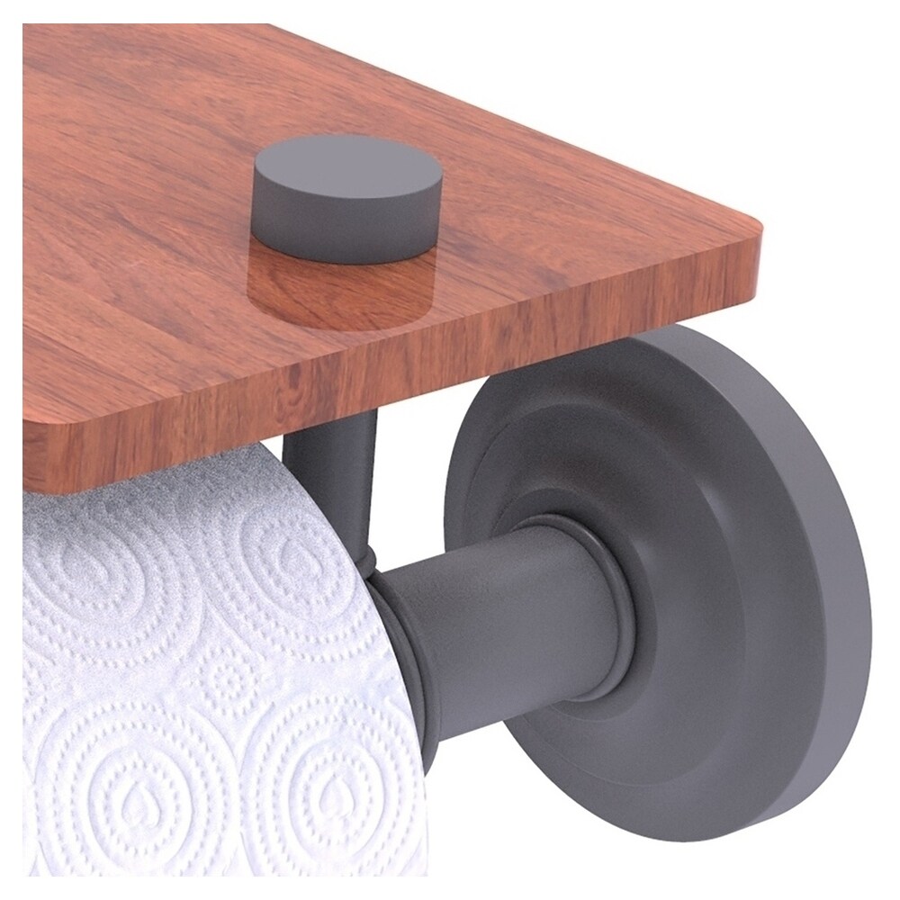 Matte Gray Brass and Wood 3 Roll Toilet Paper Holder