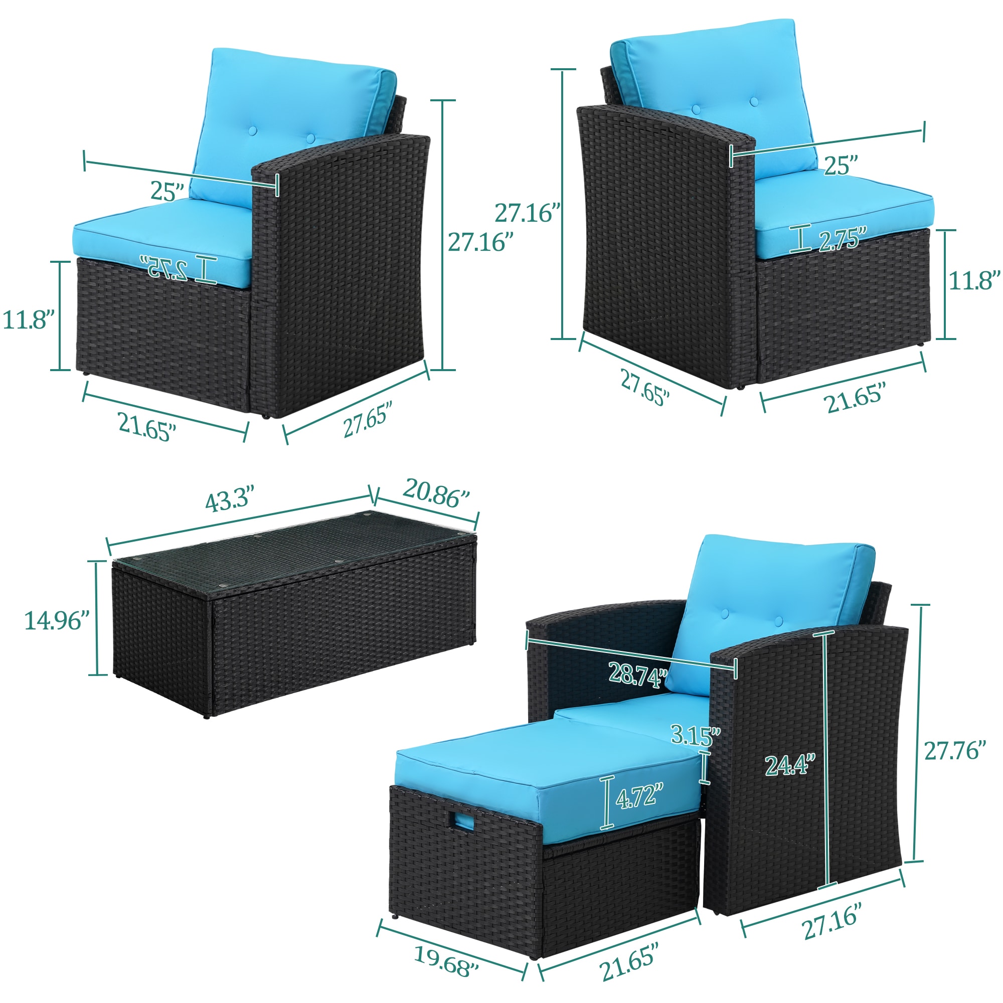 FOREST HOME FRQ07-BL Patio-Chairs - View #2