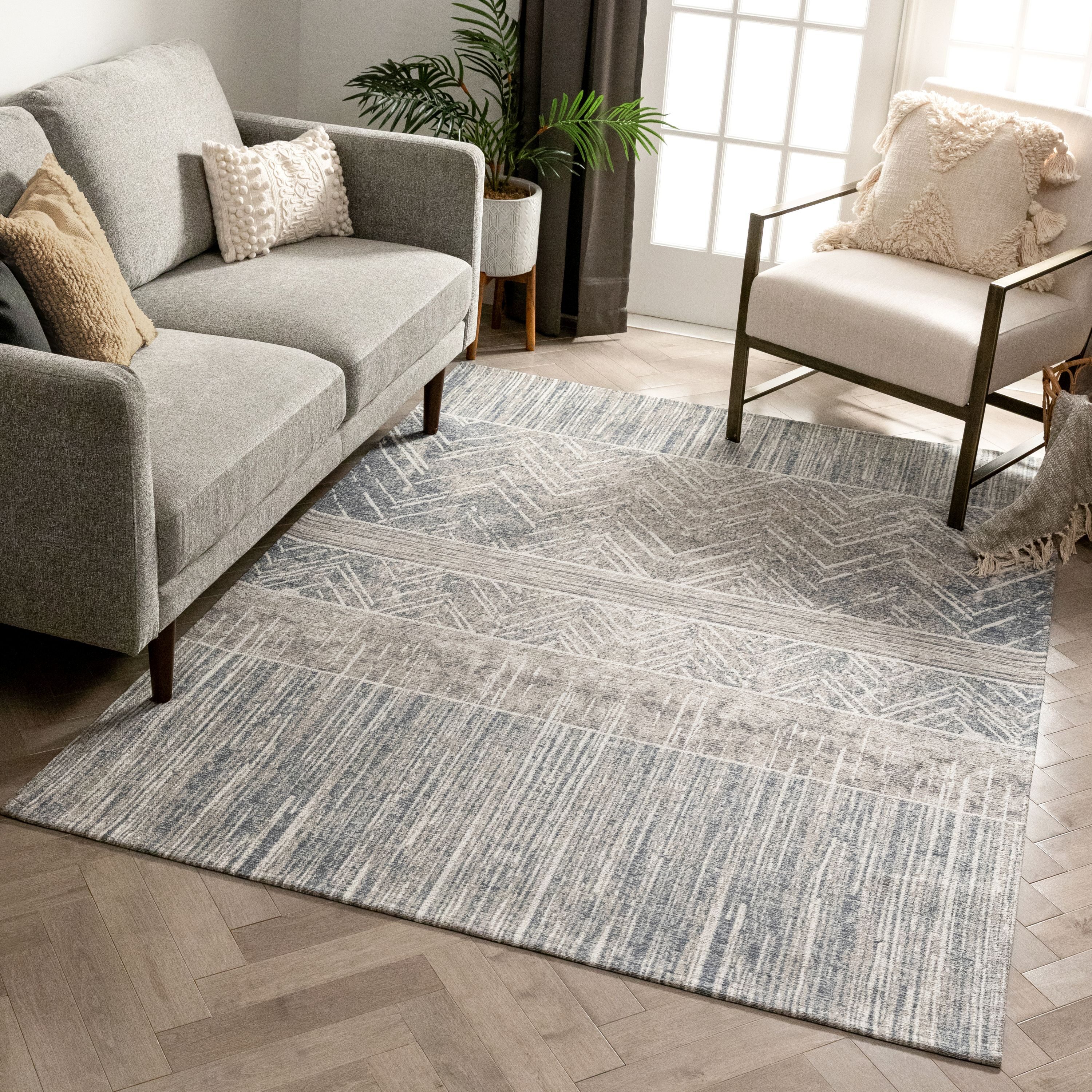 Well Woven CHA-47-5 ChaCha 5 x 7 (ft) Flatweave Polyester Grey Beige Rectangular Indoor Abstract Vintage Area rug