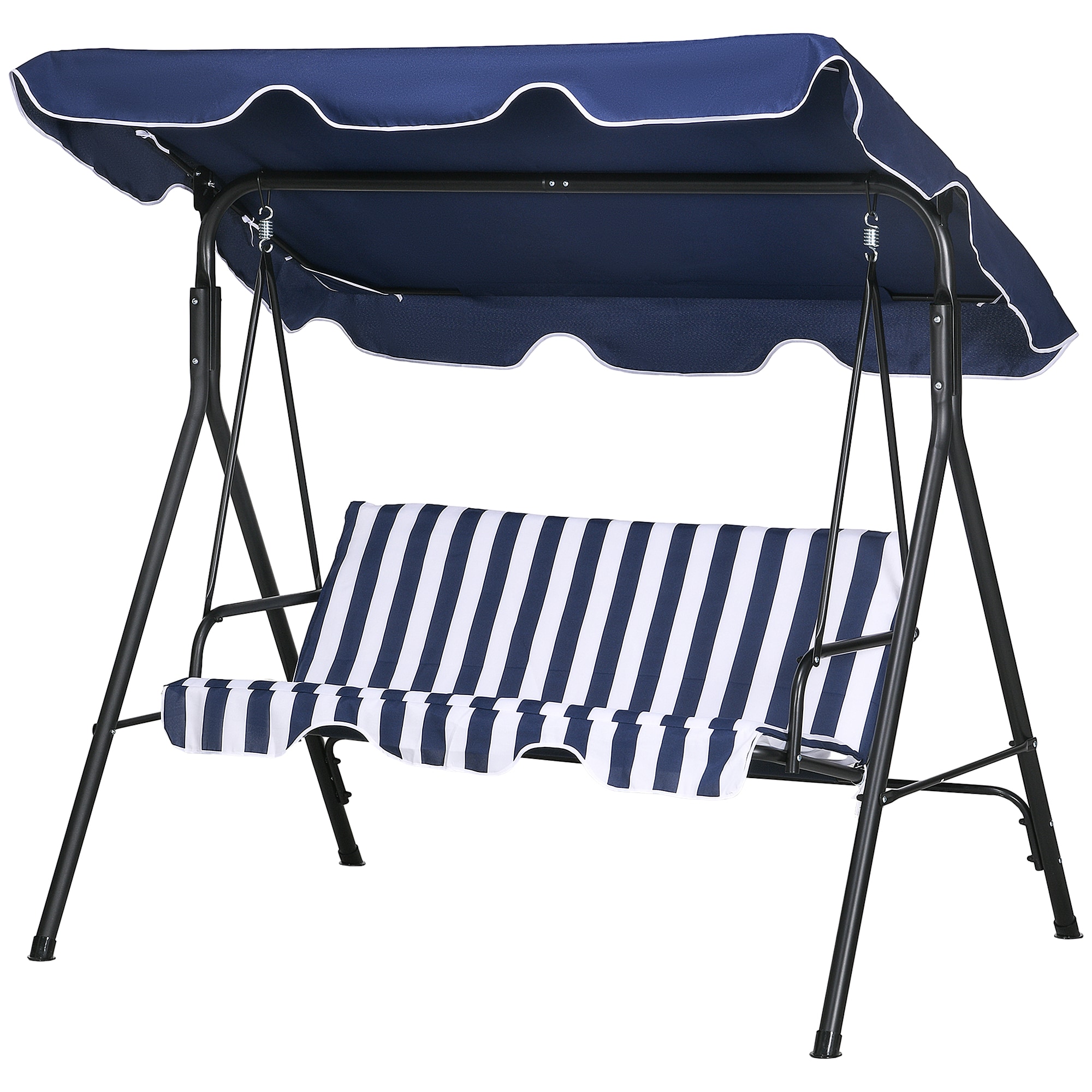 WELLFOR BASINGG56 Canopy Swing 3 -person Green and White Steel Outdoor Swing