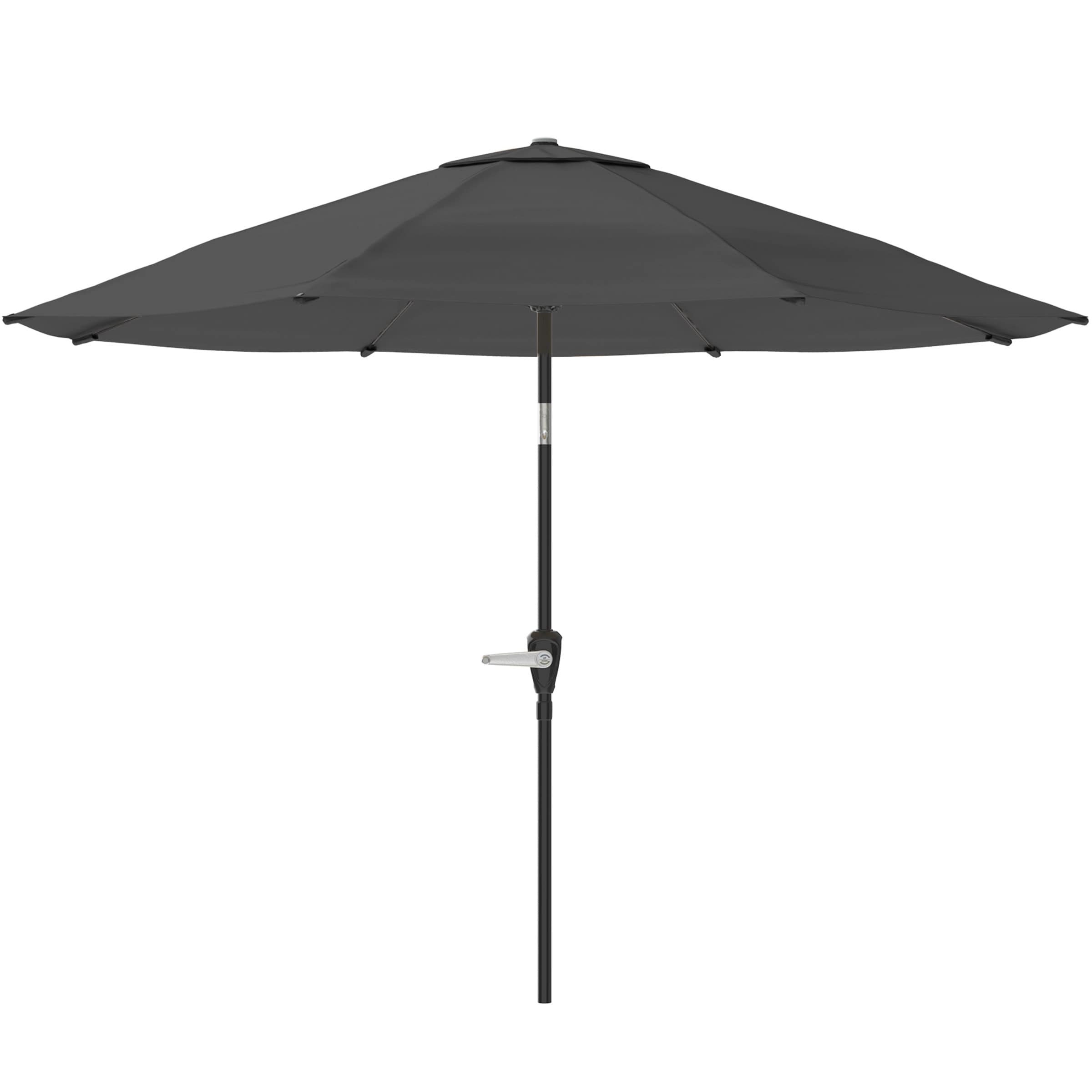 10-Foot Gray Steel Outdoor Patio Umbrella with Auto Tilt