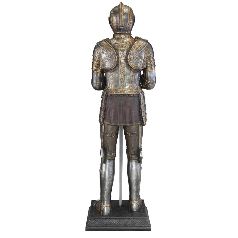 Medieval Knight Suit Of Plate Armor Statue w/ Halberd Metal Model 17" Home Decor 
