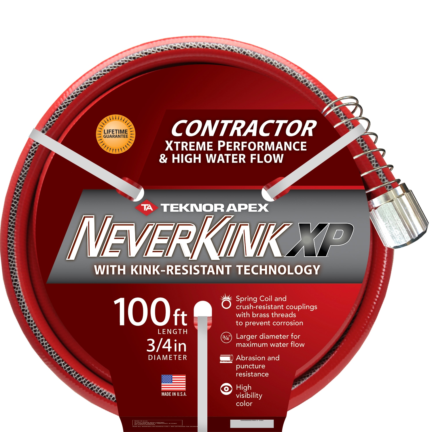 Neverkink XP Teknor Apex 3/4-in x 100-ft Contractor-Duty Kink Free Vinyl  Red Coiled Hose in the Garden Hoses department at