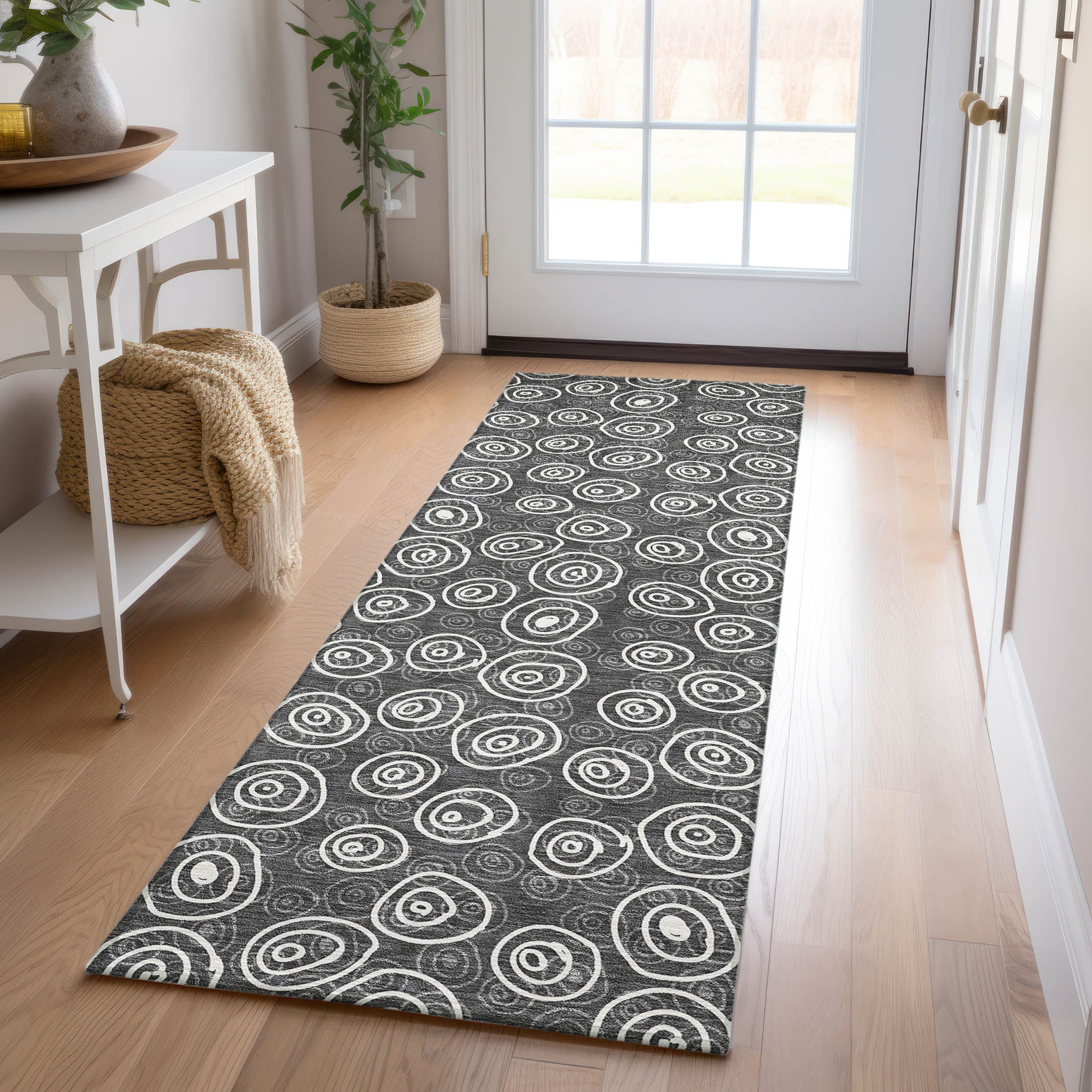 Addison Rugs ACN728BK2X8 Chantille ACN728BK 2 x 7 (ft) Polyester Black Rectangular Indoor/Outdoor Geometric Machine washable Area rug