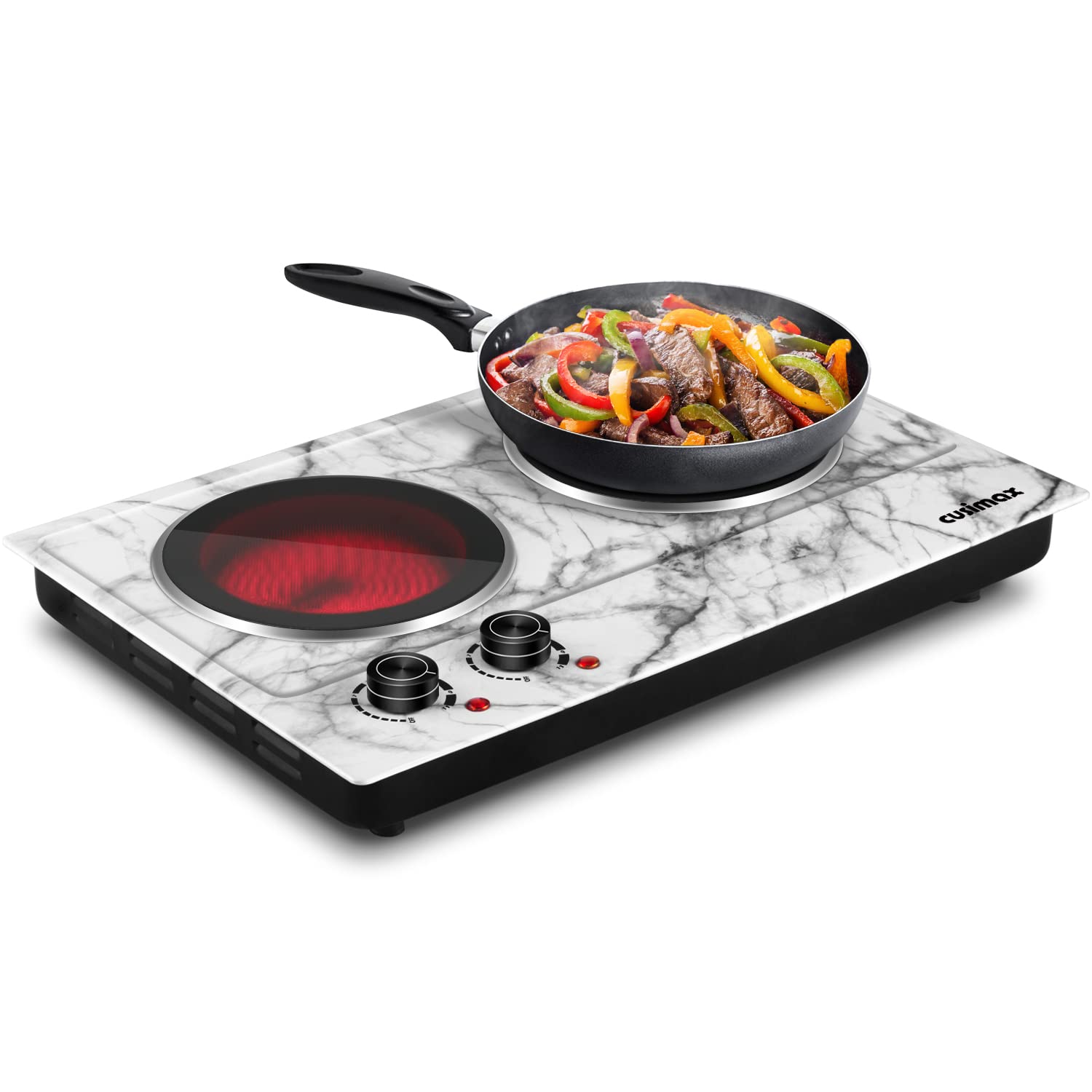 CUSIMAX Electric Burner Hot Plate for Cooking Cast Iron hot plates,  Adjustable Temperature Control, Non-Slip Rubber Feet Stainless Steel Easy  to