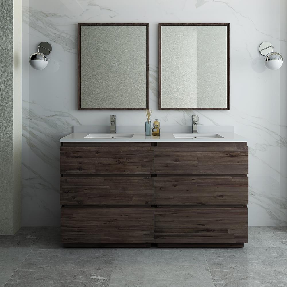 Fresca Formosa 60" Brown Quartz Stone Double Sink Vanity Set