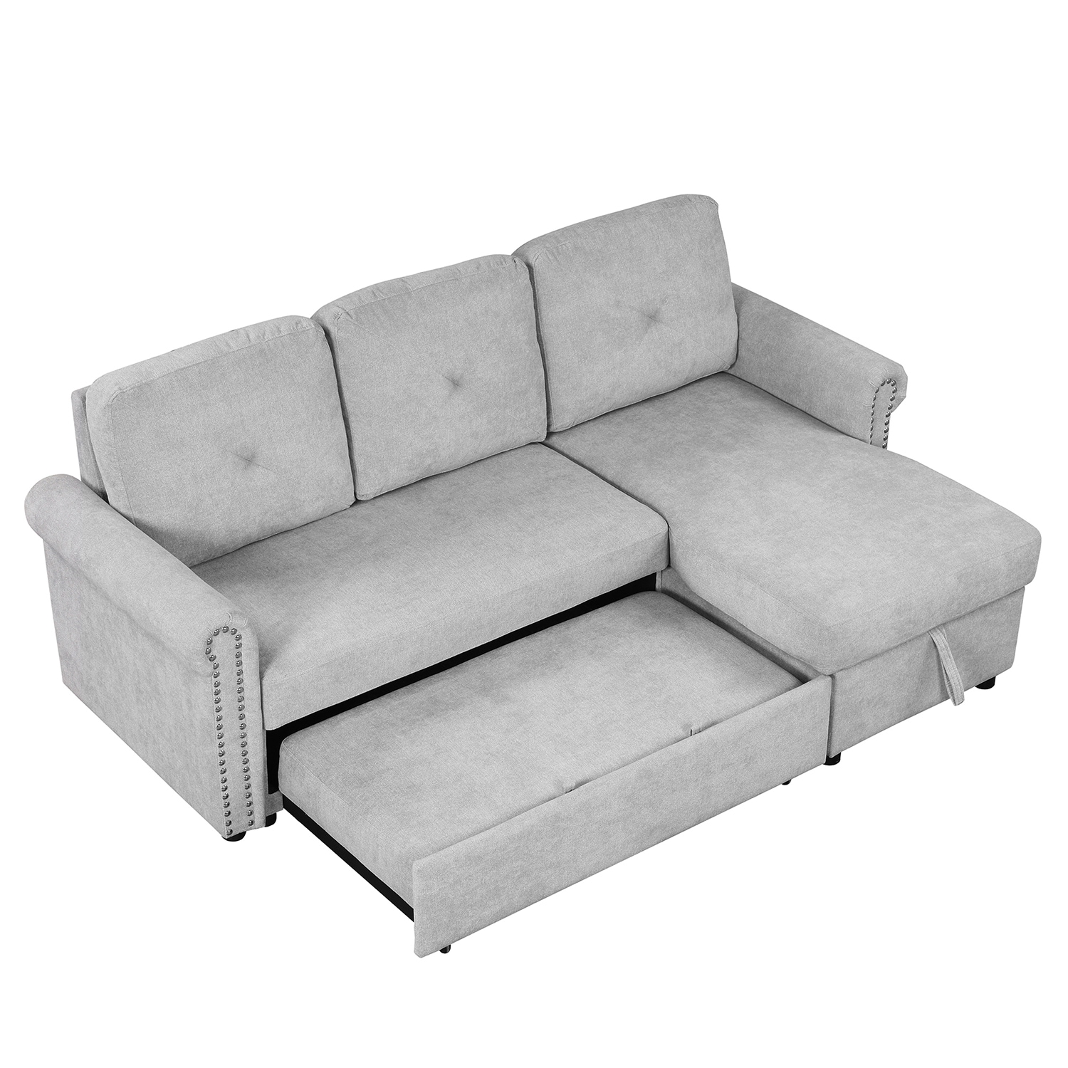 Bybafun 83.1-in Casual Gray Velvet Reclining Sleeper In The Couches ...