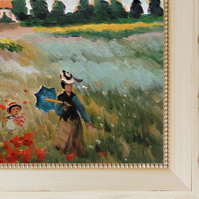 La Pastiche Poppy Field In Argenteuil Claude Monet Cream/Champagne Wood  Framed 24.5-in H x 28.5-in W Floral Canvas Hand-painted Painting at