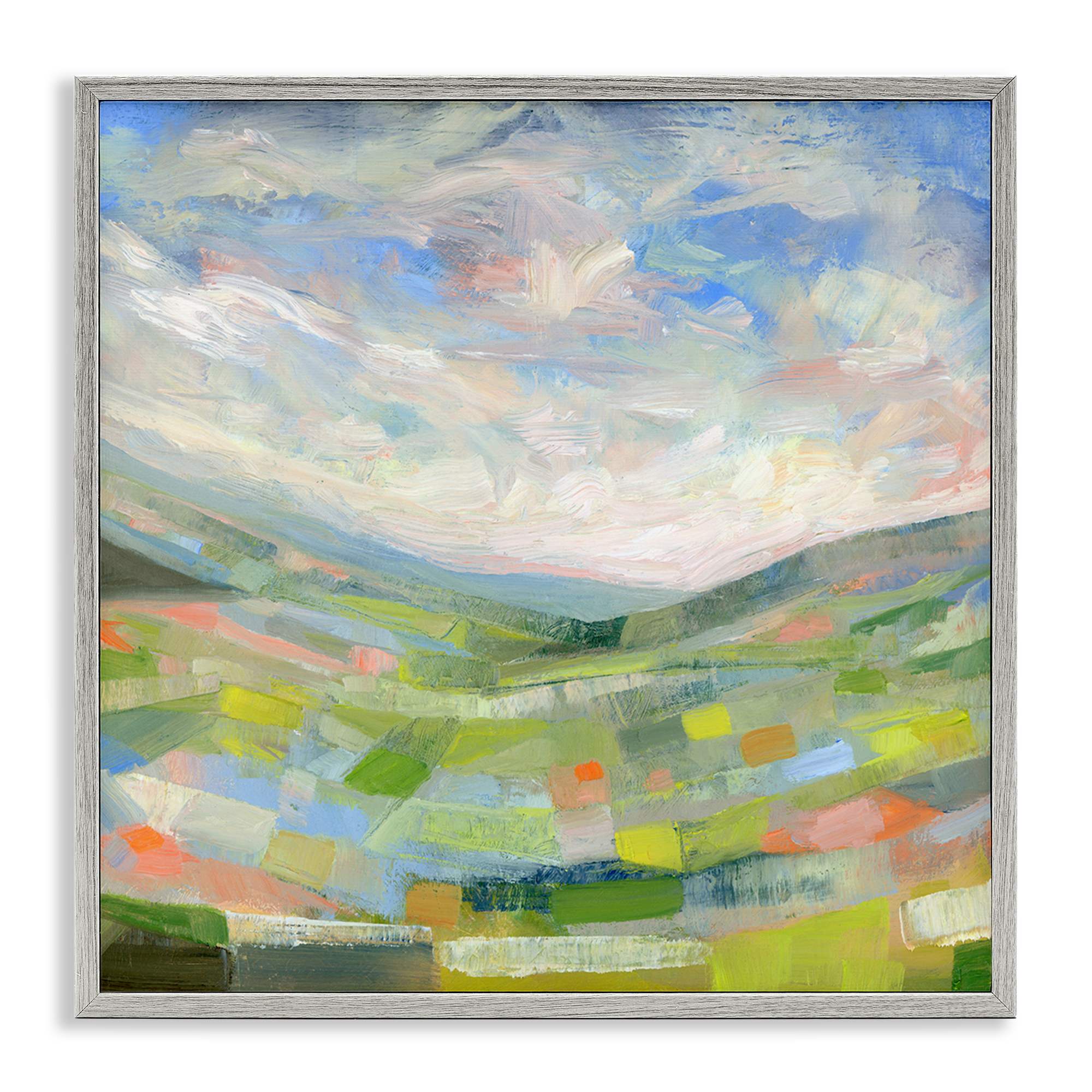 Stupell Industries BS-107-GFF-24X24 Jolly Geometric Countryside Scene Gray Framed Giclee Art By Ashley Davis 24 x 24