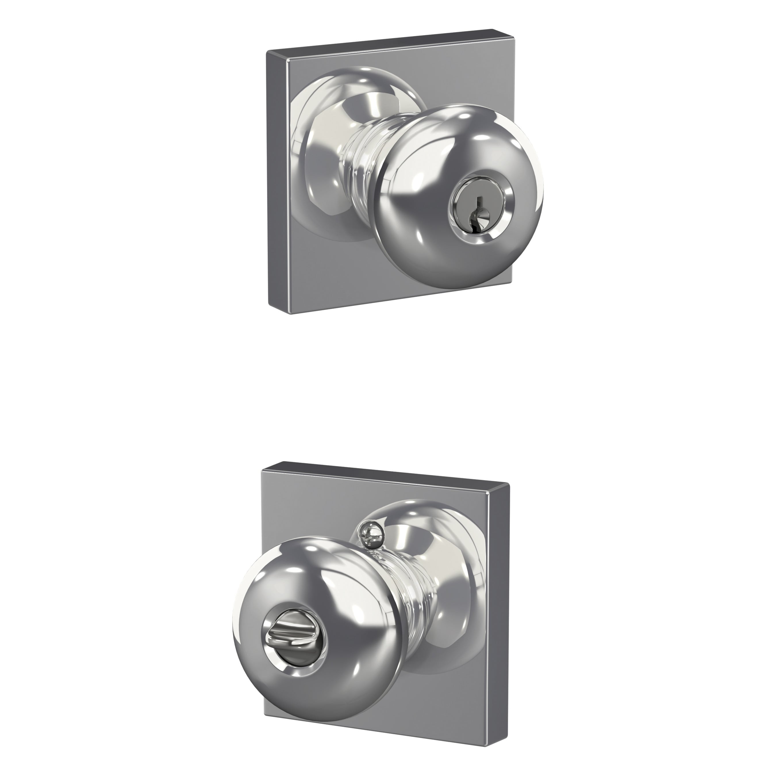 Schlage F51A PLY 625 COL Custom Plymouth - Collins Bright Chrome Traditional Exterior Keyed entry door knob Single pack