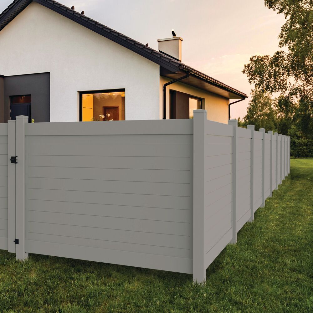 Freedom Newbeck/Barington 9-ft H x 5-in W Gray Vinyl Corner Fence Post ...