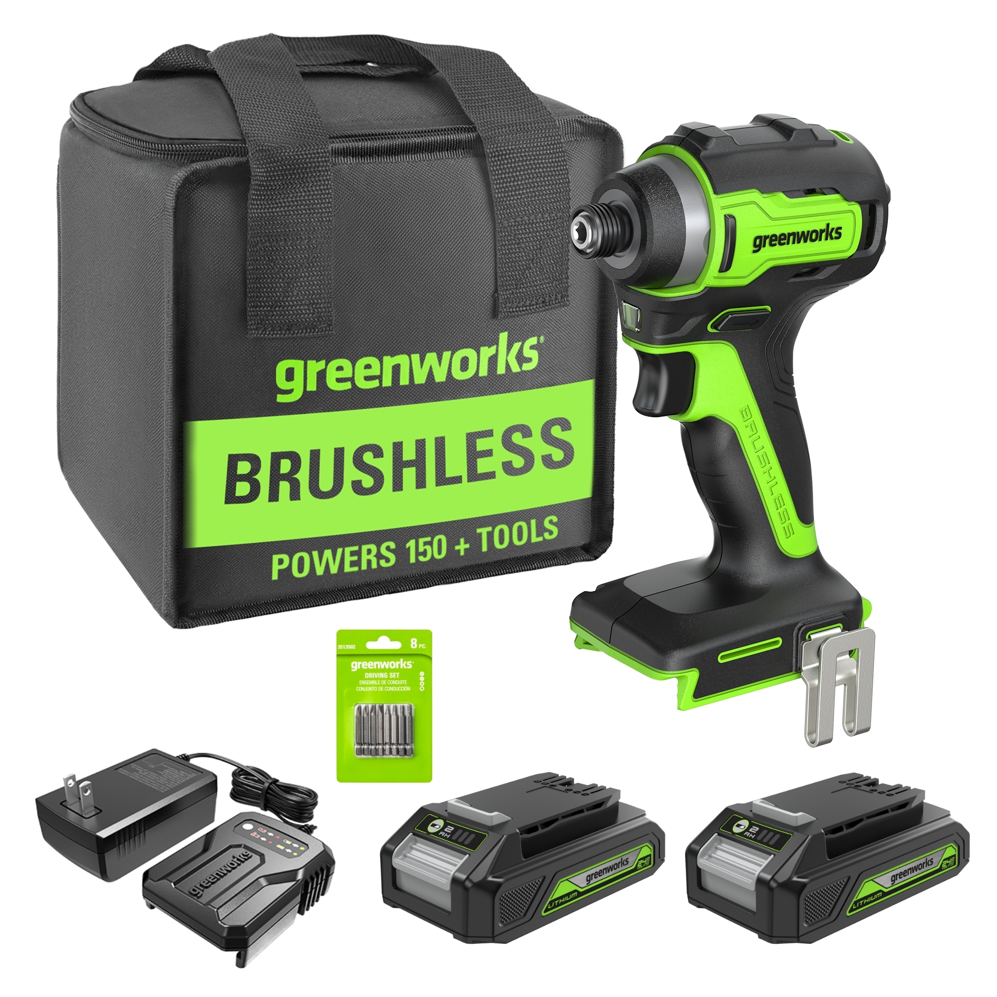 Greenworks ID3220 24-volt 1/4-in Brushless Cordless Impact Driver (Battery Included and Charger Included and Soft Bag included) #3805502