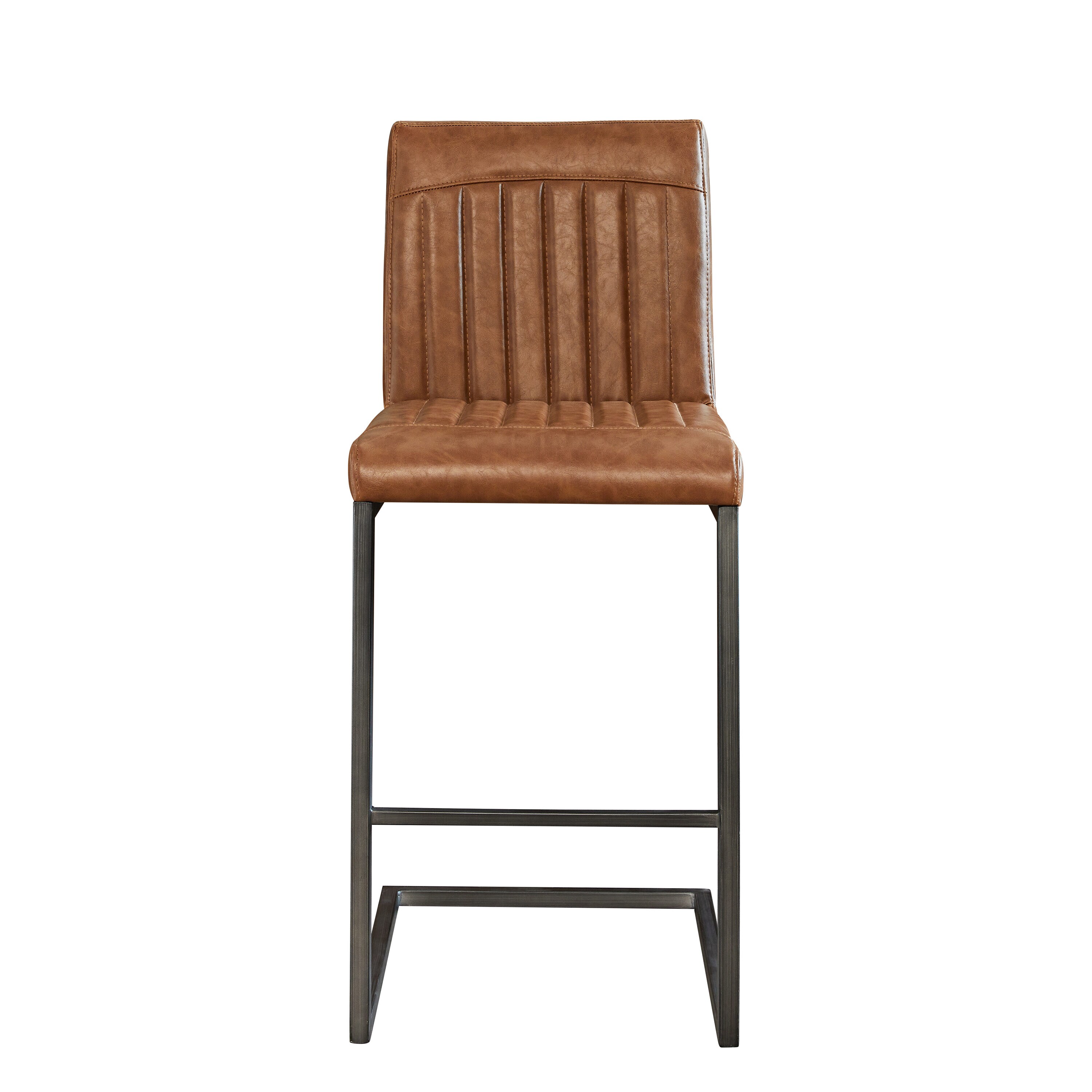 CESICIA - 18-in W Modern Cognac Faux leather Slipper Chair