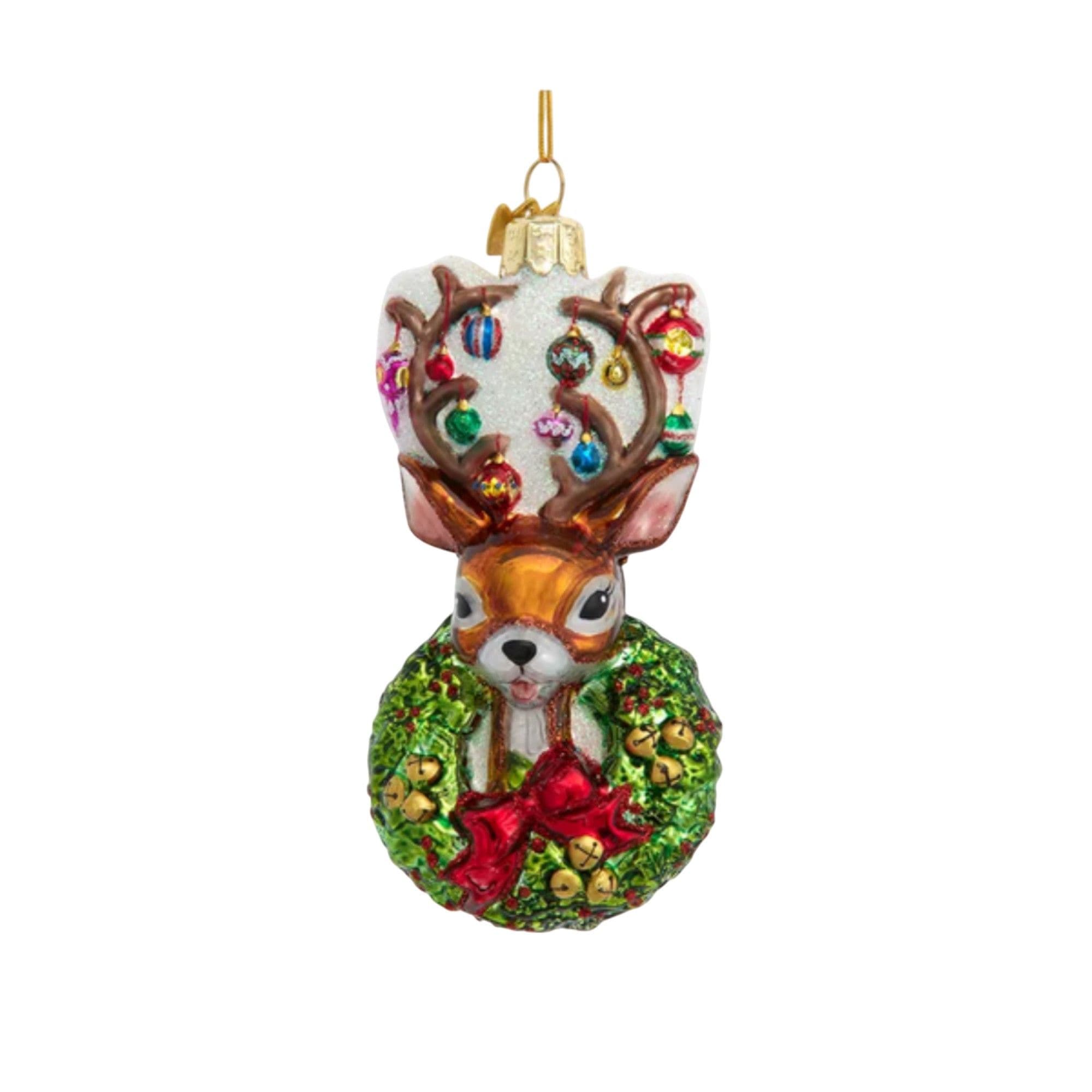 Kurt S. Adler 086131851049 Kurt Adler Nobel Gems Glass Christmas Ornament - Traditional Deer with Wreath