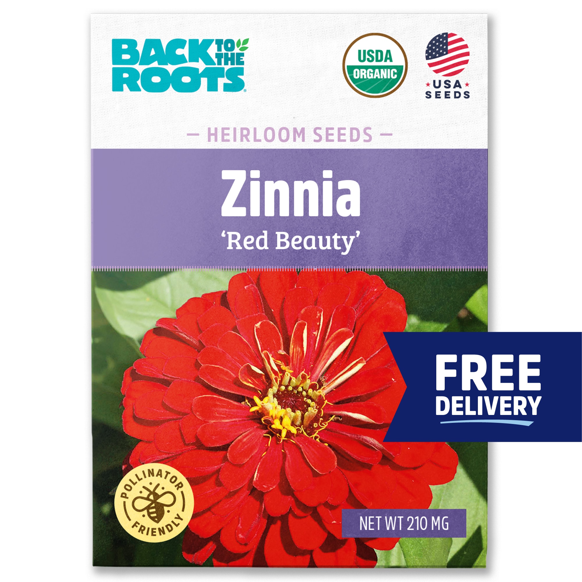 Back to the Roots - Organic Zinnia 'Red Beauty' Seeds 1 Pack(s)