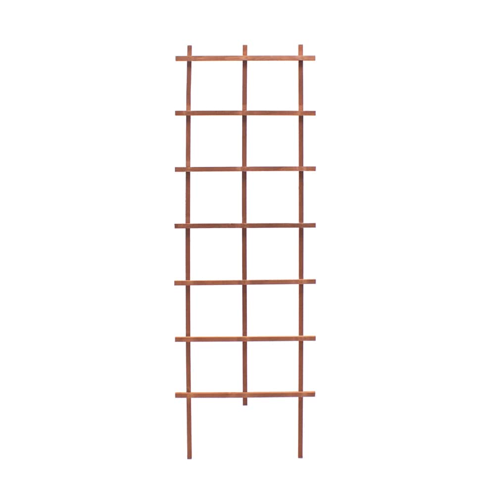 Outdoor Essentials 427538 Grid 24-in W x 72-in H Cedar Tone Pine Traditional Garden Trellis For Climbing Plants Cucumbers Roses Tomatoes