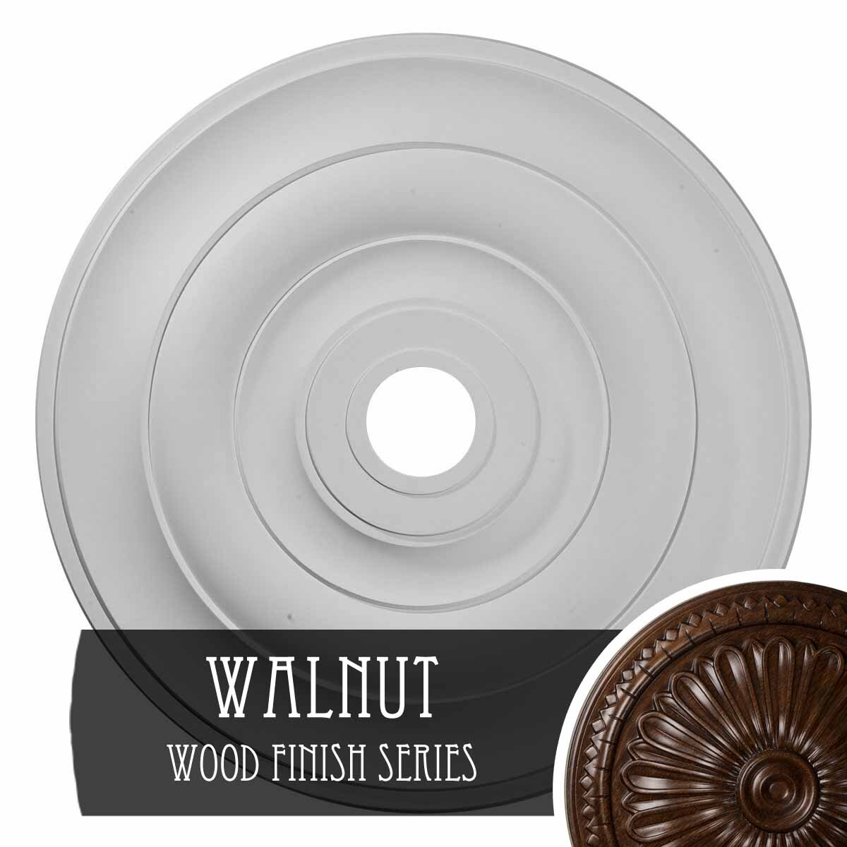 Ekena Millwork CM26JEWAS Jefferson 26.5-in W x 26.5-in L Walnut Polyurethane Ceiling Medallion