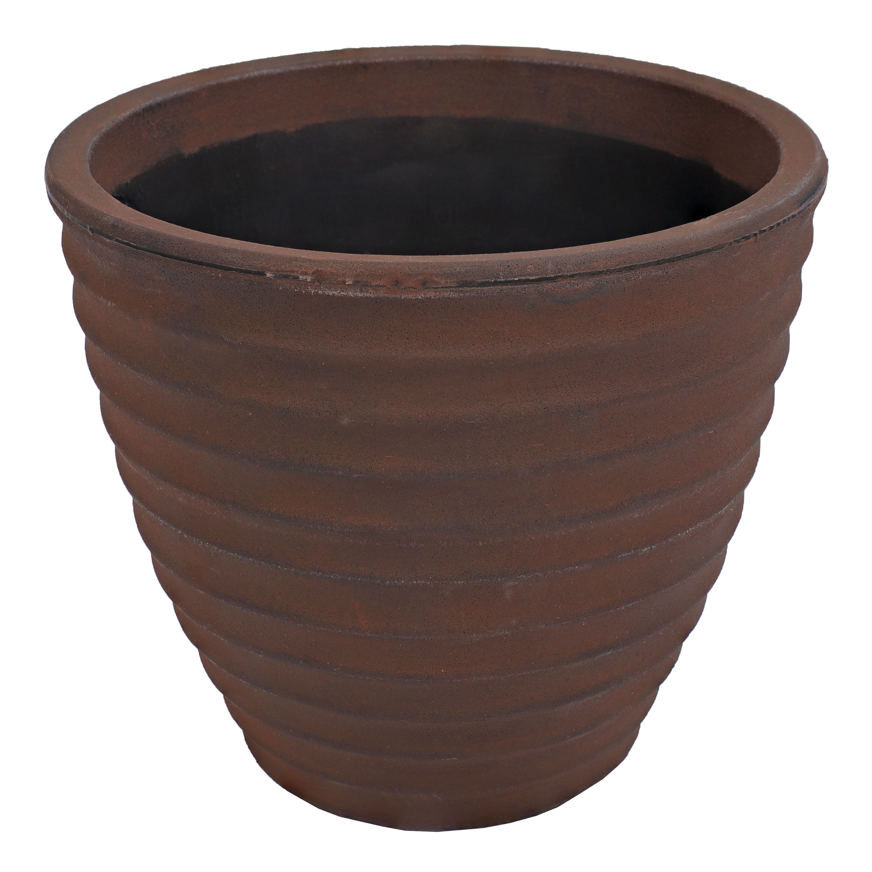 Sunnydaze Decor DG-455 Round 11.25-in W Medium Brown Resin Outdoor Planter
