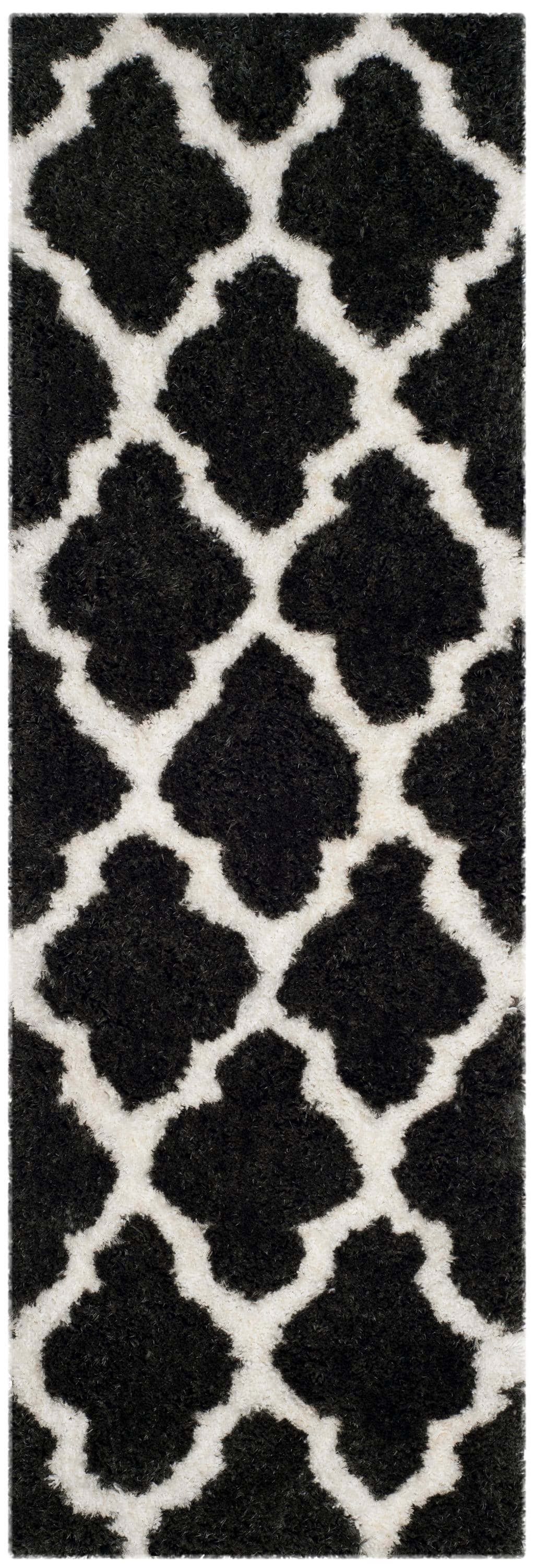 Safavieh BSG319D-27 Barcelona Tallis Shag 2 x 7 (ft) Tufted Synthetic Graphite/Ivory Rectangular Indoor Trellis Moroccan Runner rug