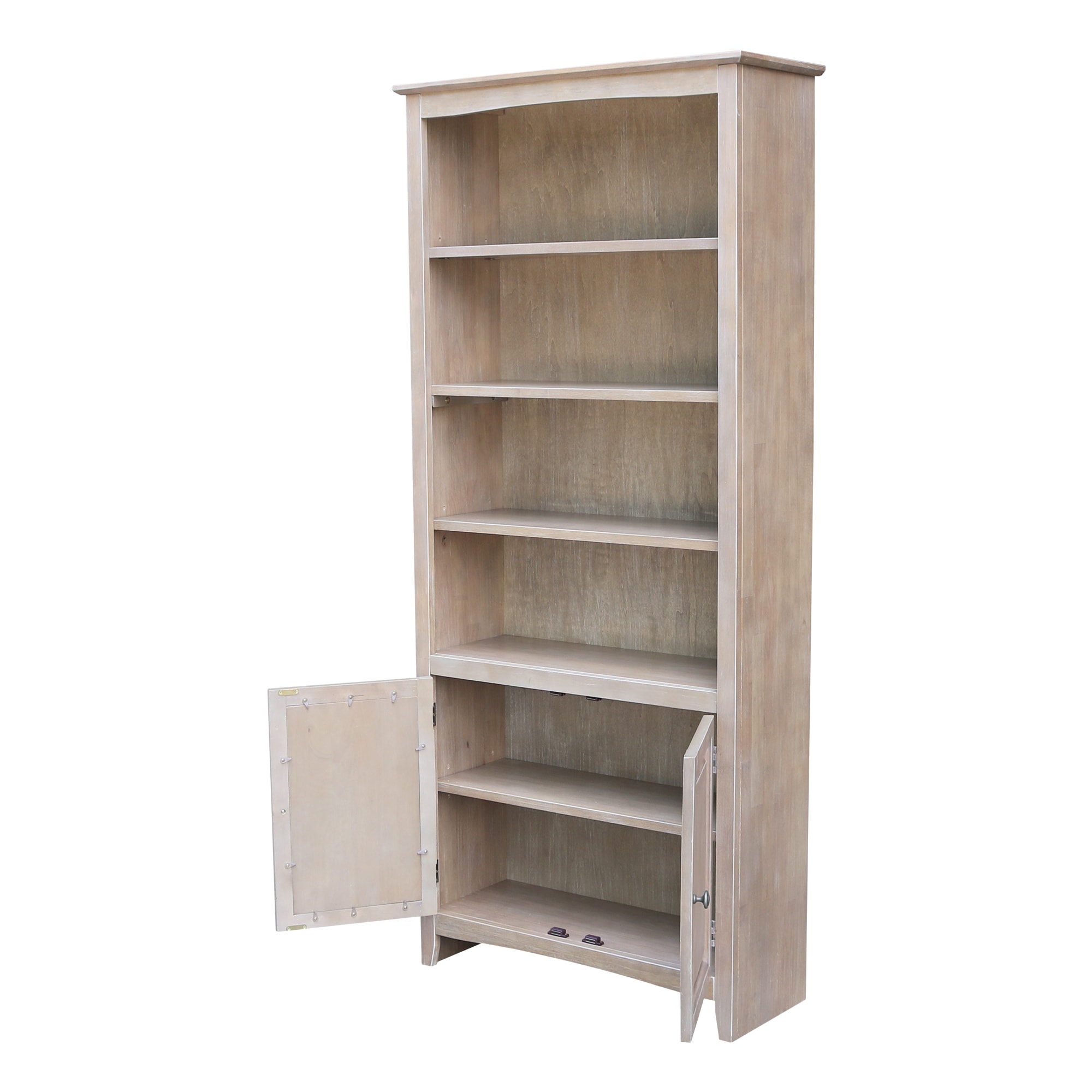 International Concepts Washed Gray Taupe Wood 6 Shelf Bookcase