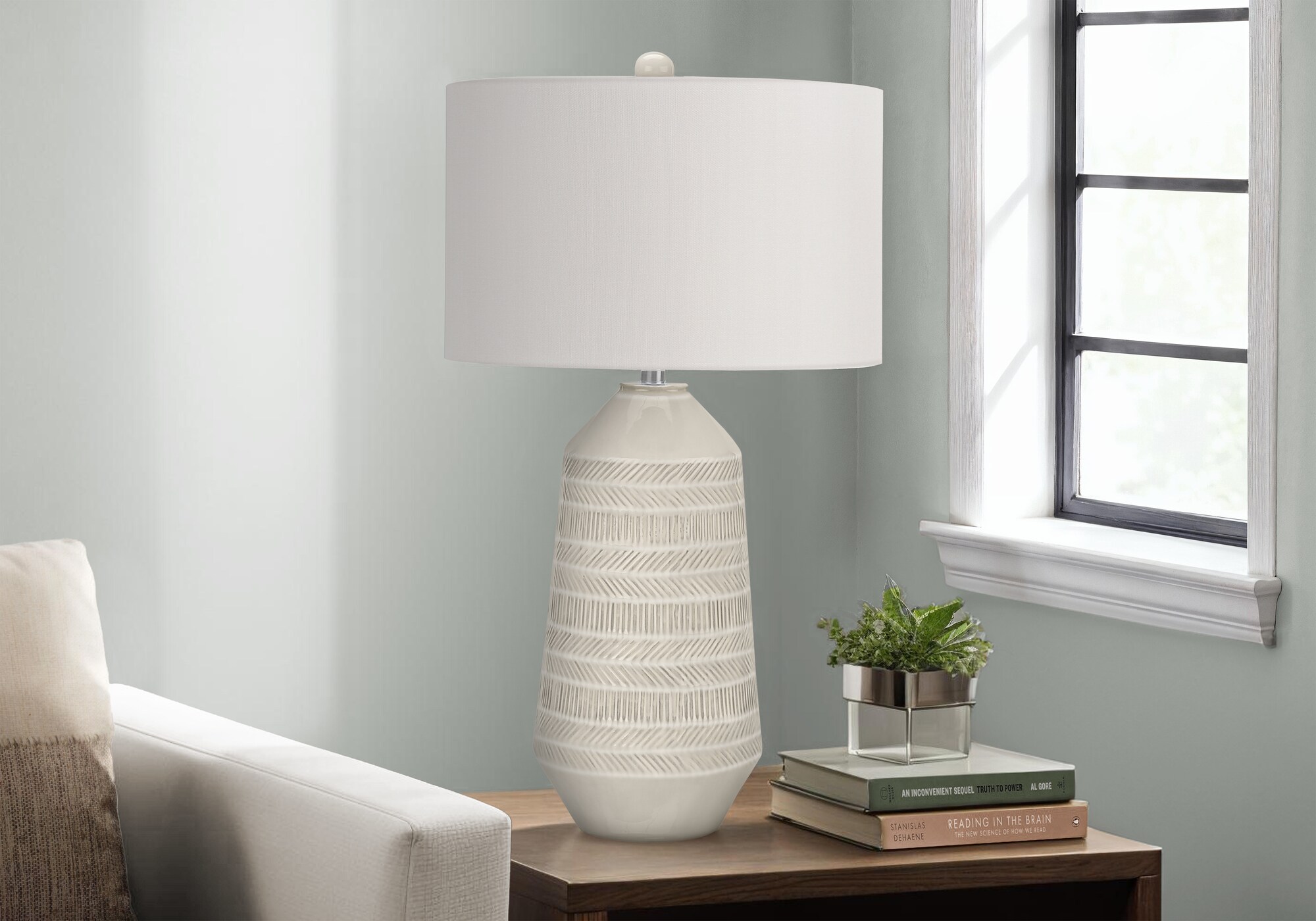 Lighting Table Lamp Ivory Cream Shade Cream Ceramic Contemporary