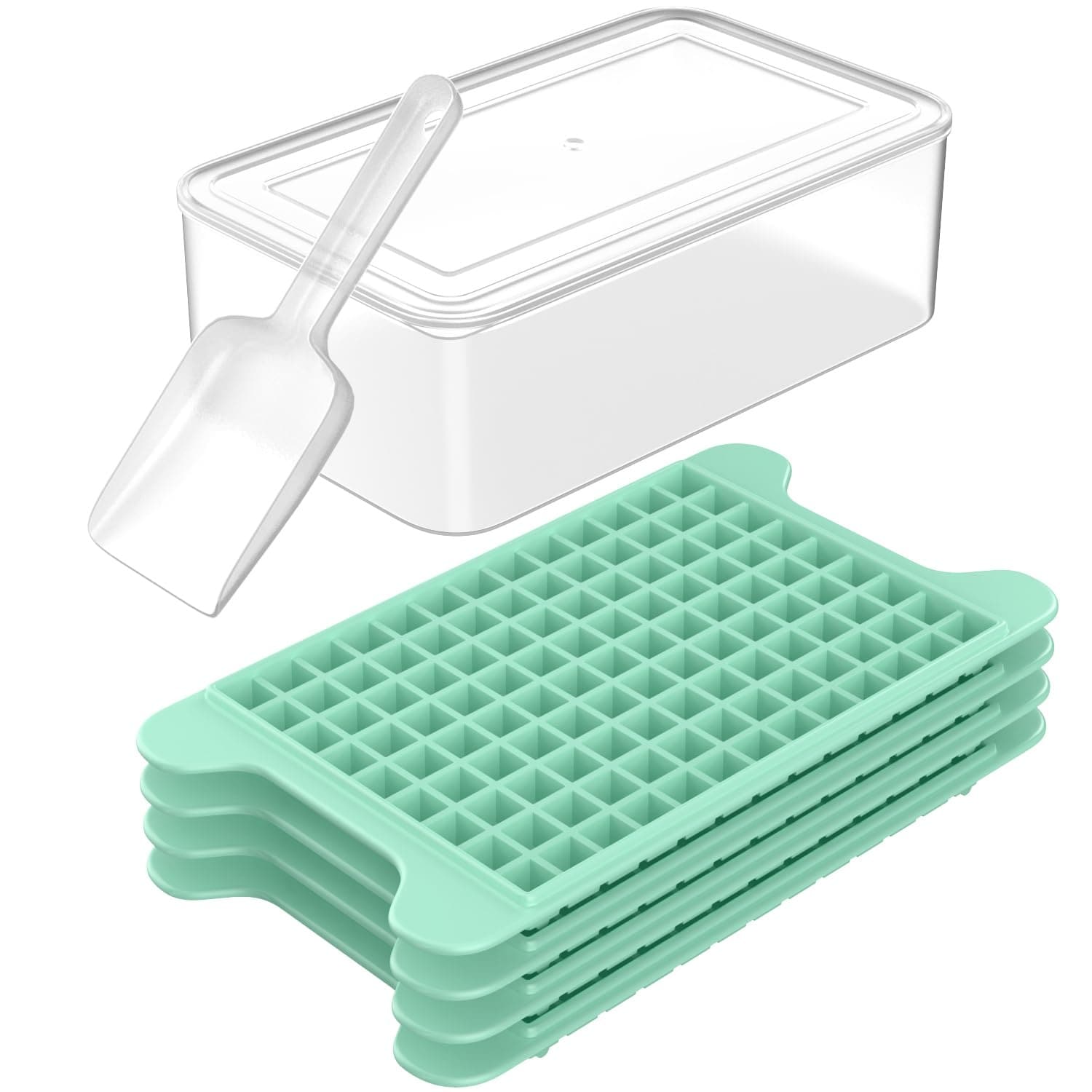 Anqtovp  Mini Ice Cube Tray for Freezer with Bin Easy Release Small Nugget Ice Tray 117 pcs Set Dishwasher Safe Crushed Ice Container for Drinks