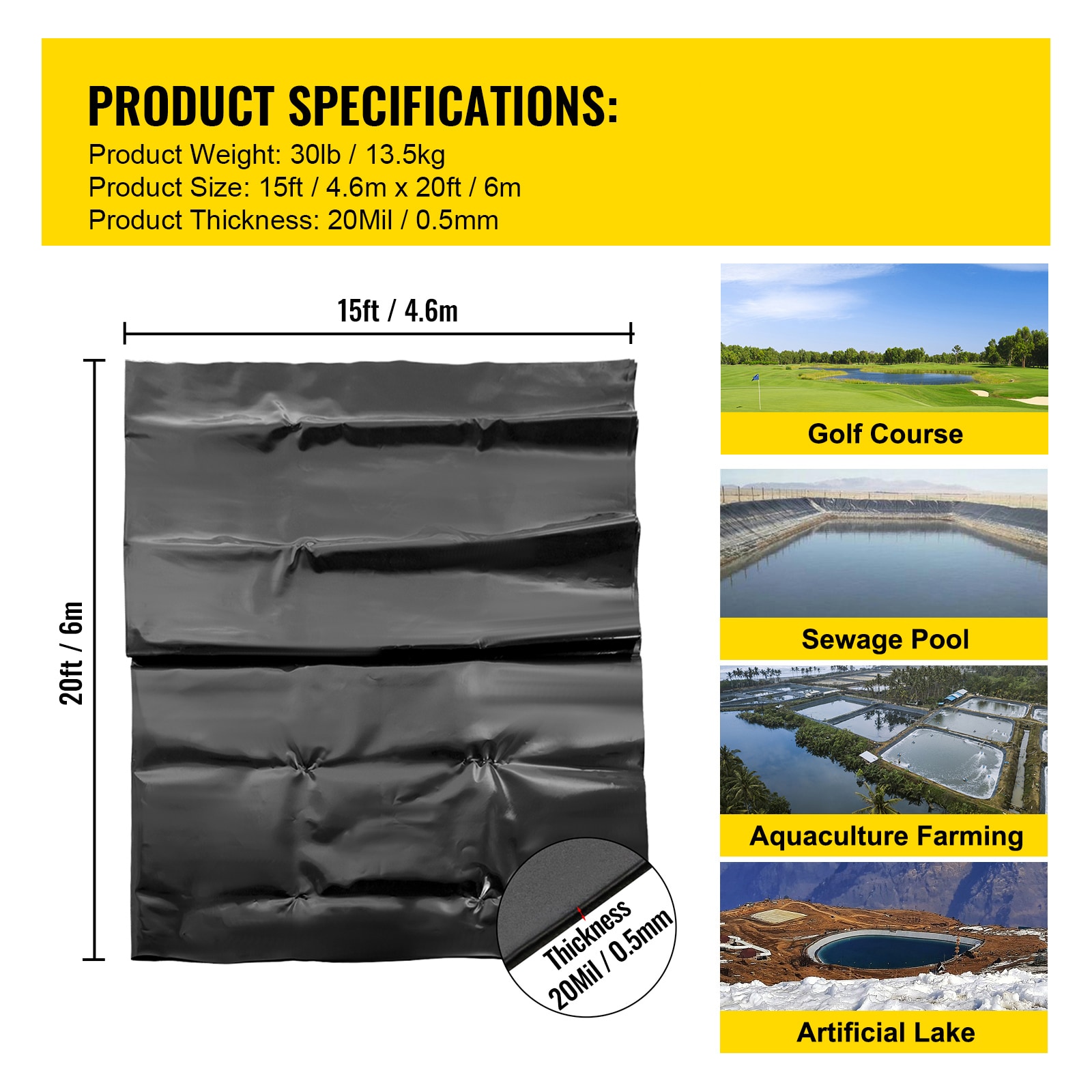 VEVOR SCFSM15X20FT01166V0 Pond-Liner - View #7