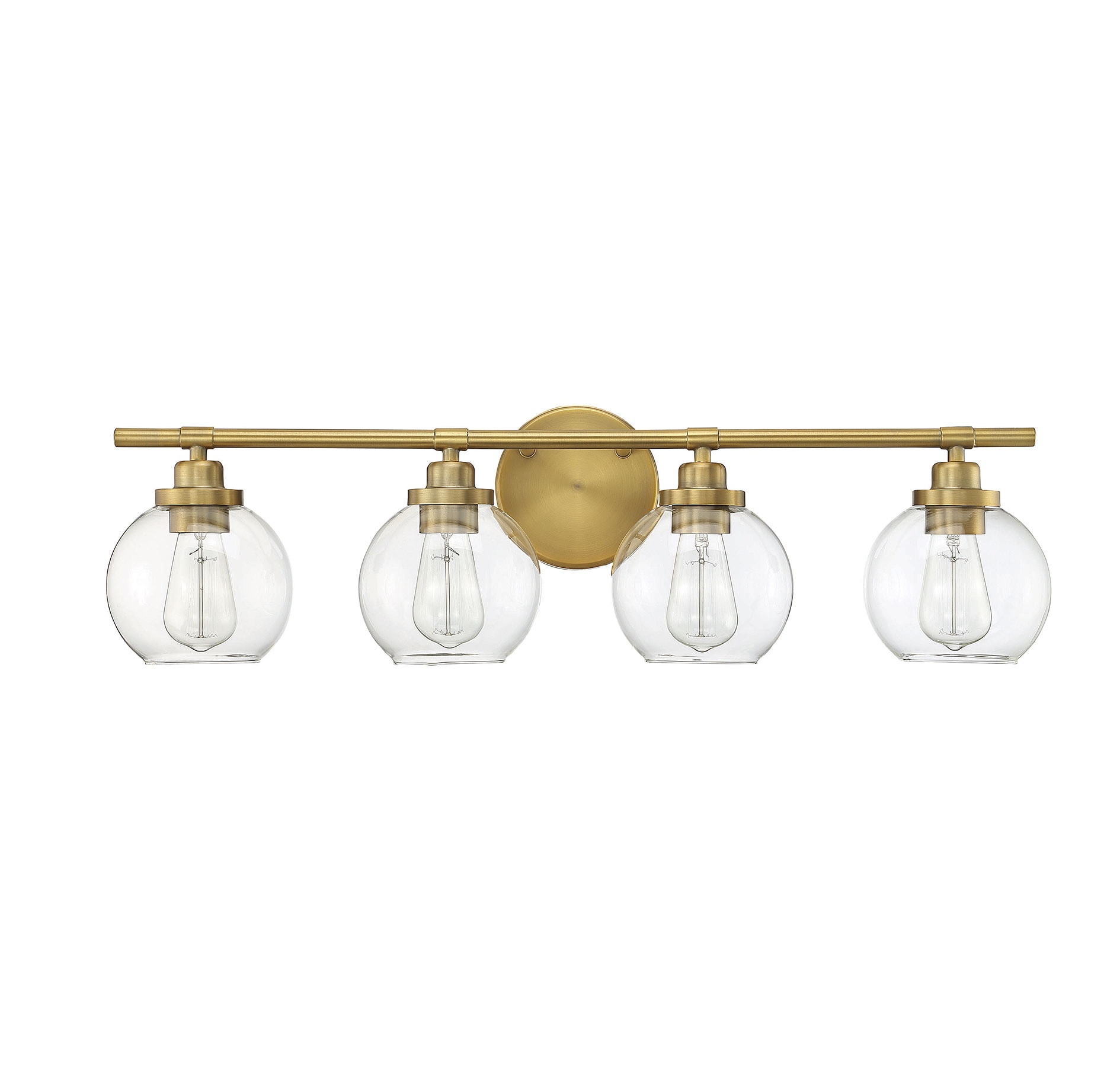 Warm Brass 4-Light Vanity with Clear Glass Shades