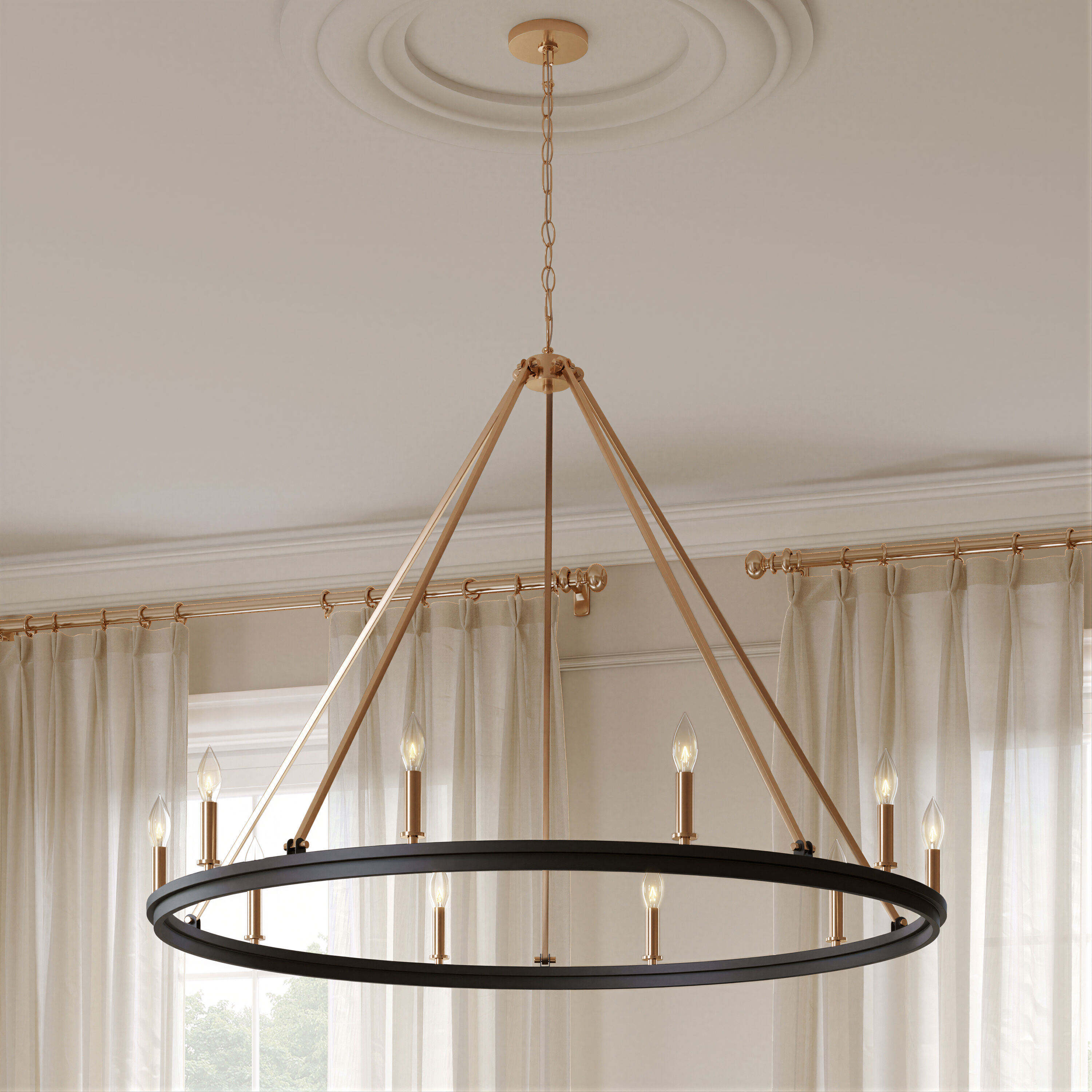 Millennium Lighting Carruth 1 - Light Chandelier Ceiling Light Matte Black Modern Gold 