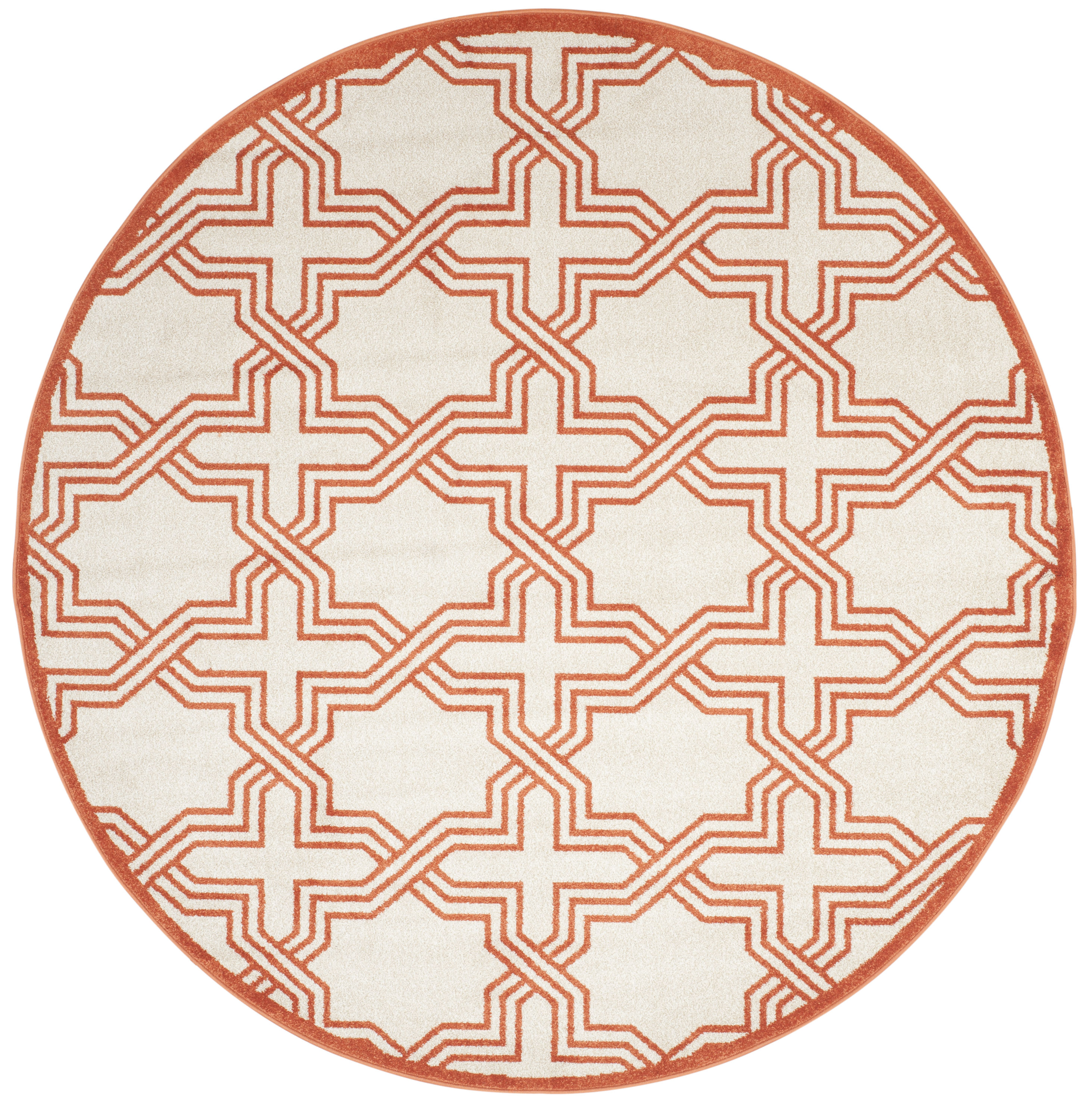 Safavieh AMT413F-7R Amherst Marco 7 x 7 (ft) Loomed Synthetic Ivory/Orange Round Indoor Geometric Farmhouse/Cottage Area rug