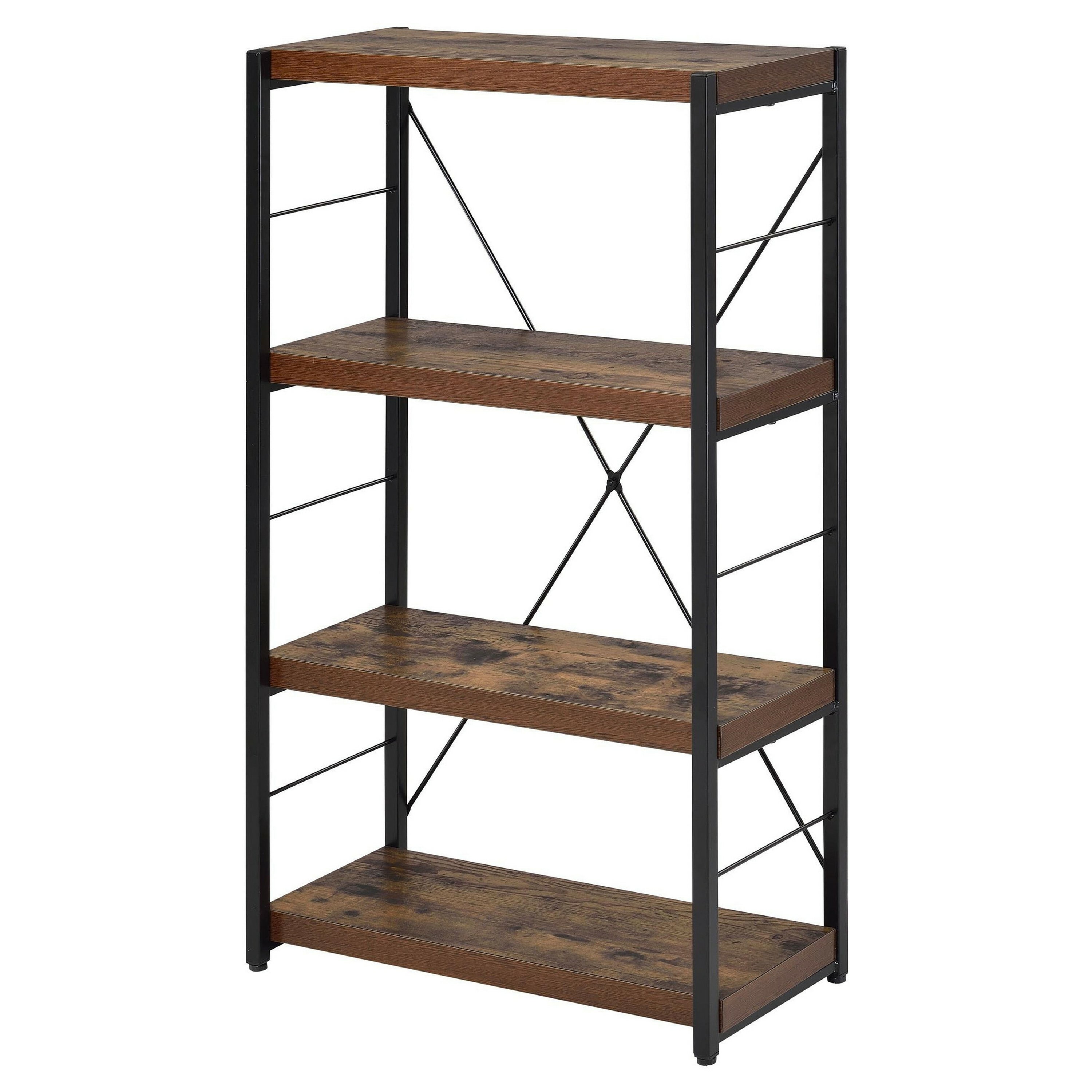 Benzara Brown Wood 3-Shelf Bookcase (12-in W x 43-in H x 24-in D ...