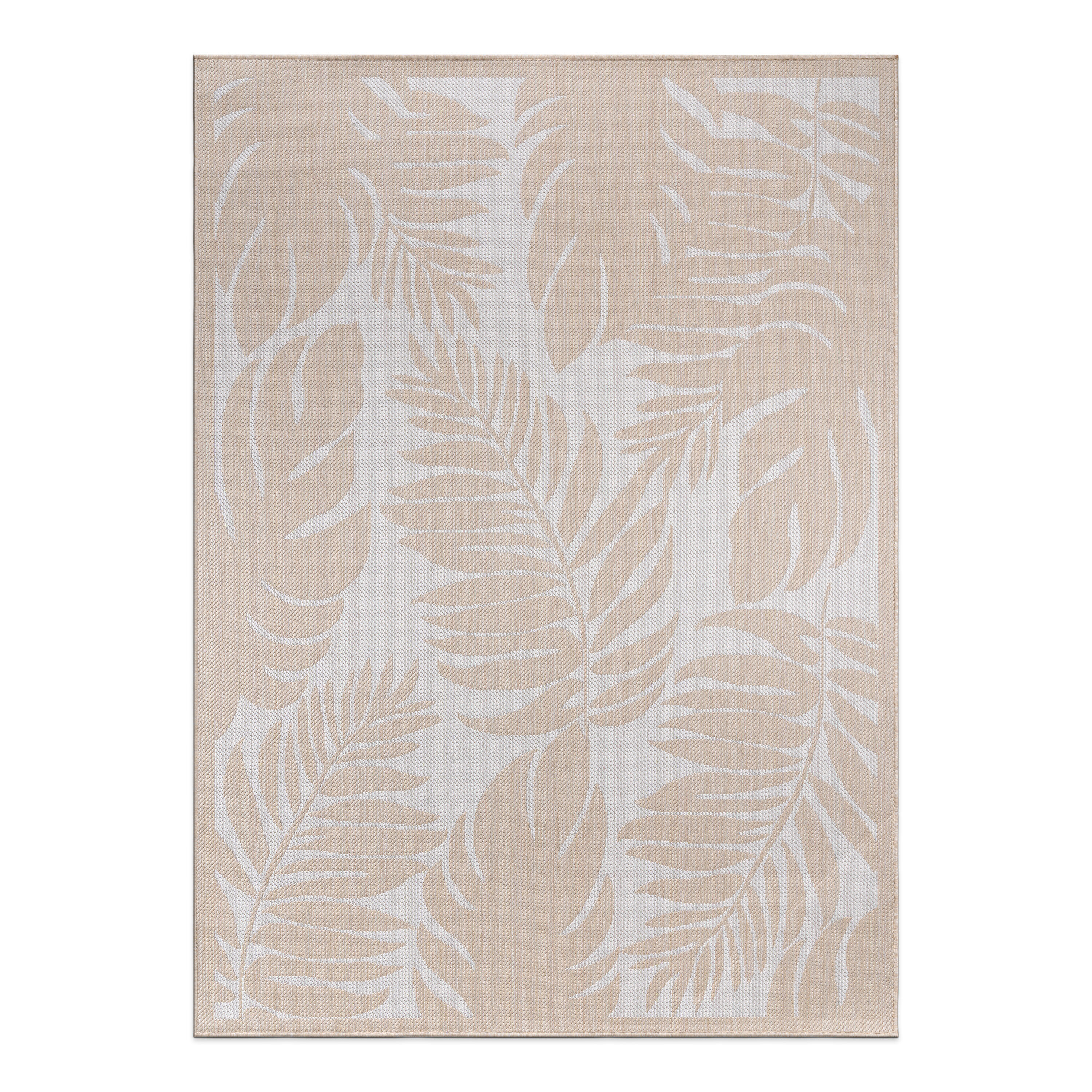 World Rug Gallery 113NATURAL5X7 Summer 5 x 7 (ft) Loomed Polypropylene Natural Rectangular Indoor/Outdoor Floral/Botanical Tropical Area rug