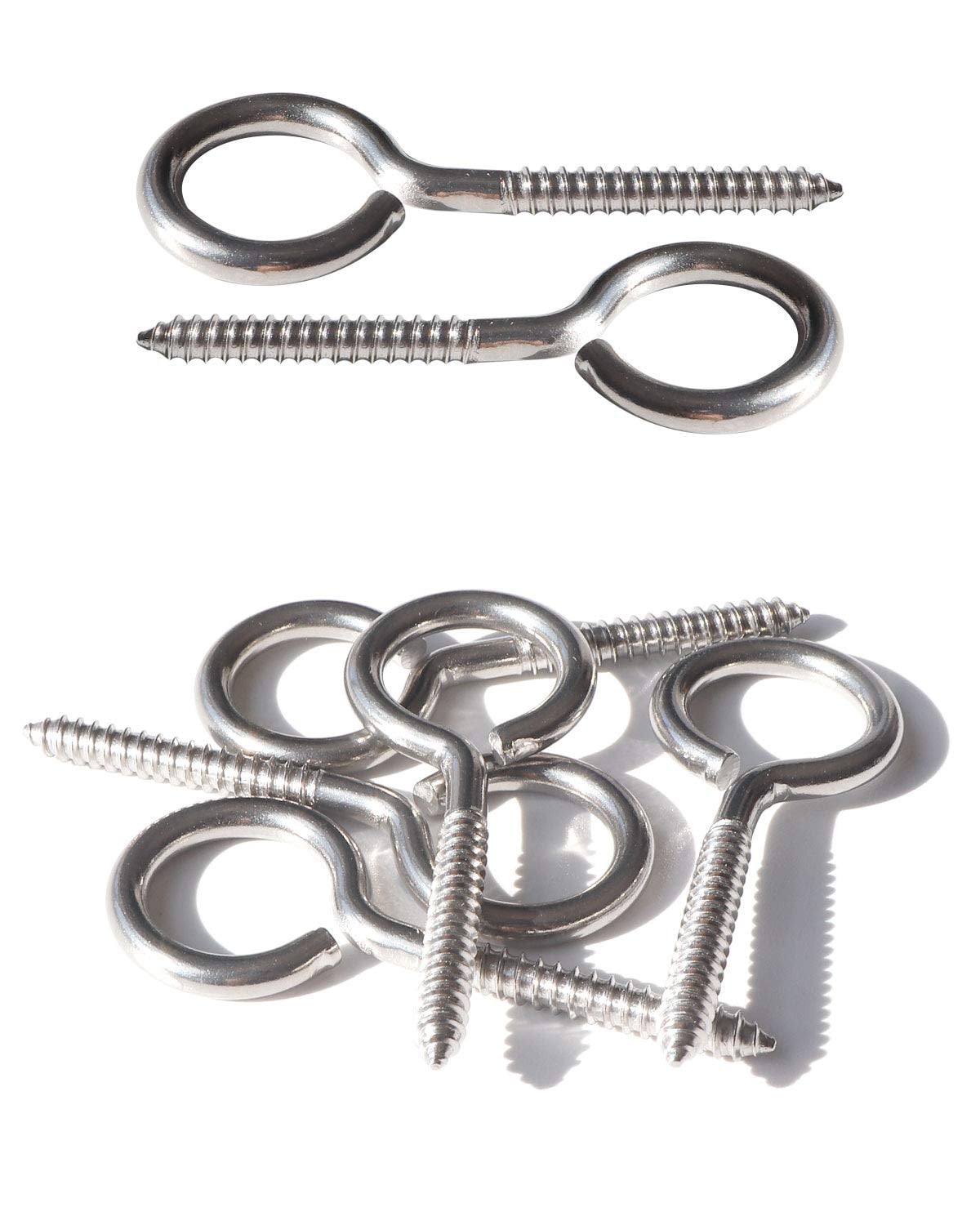 KHKFY KHKFY 5 pack 2 and Three Quarter Inch Screw Eyes 304 Stainless Steel Eye Hooks Rust Resistant for Outdoor Wood Hanging String Lights Wire Plants