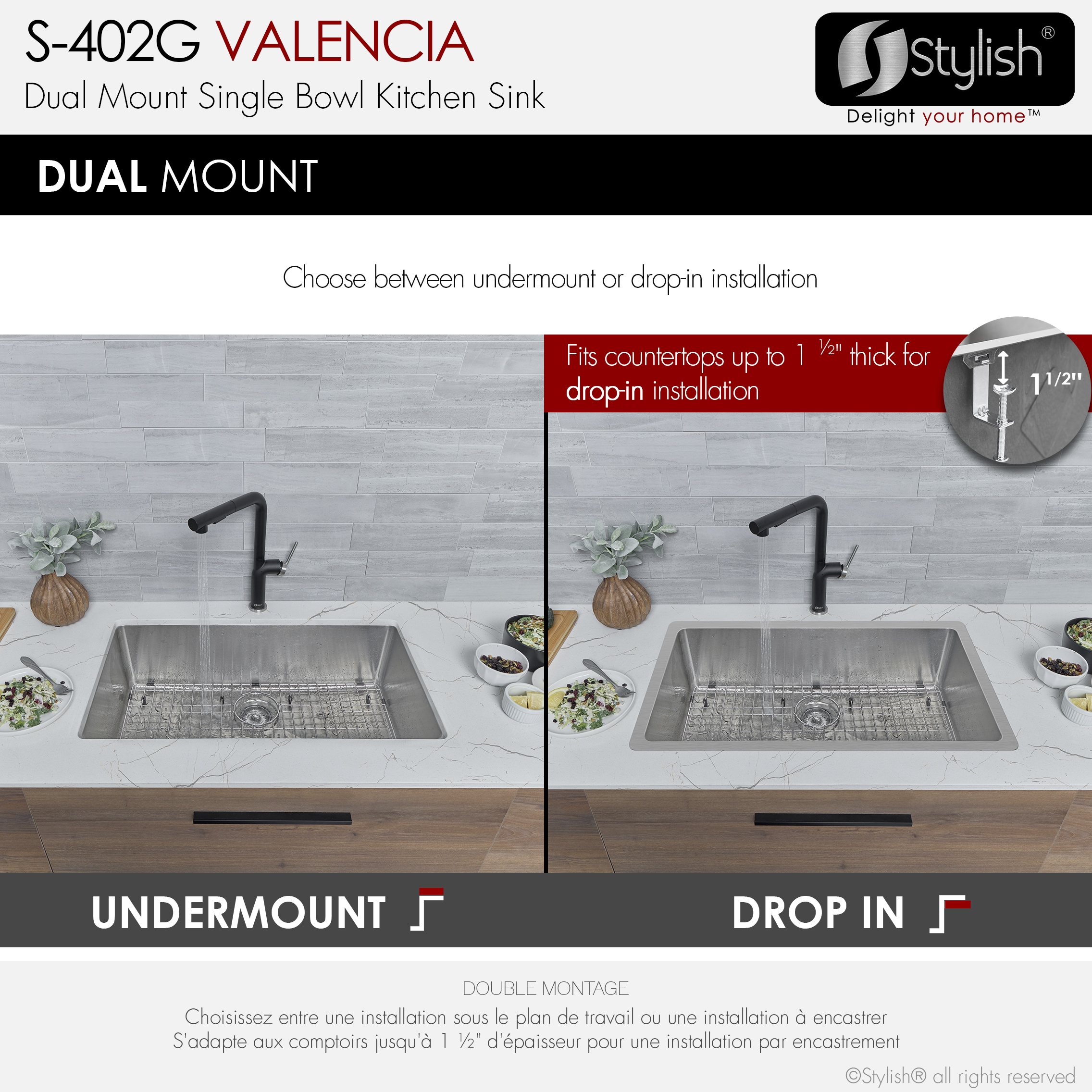 Stylish S-402G1 Kitchen-Sinks - View #5