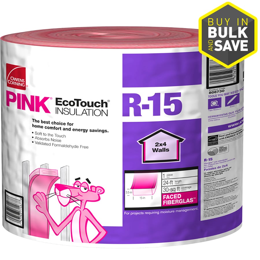 Owens Corning R- 13 Single Faced Fiberglass Roll Insulation 40-sq ft (15-in  W x 32-ft L) Individual Pack in the Roll Insulation department at