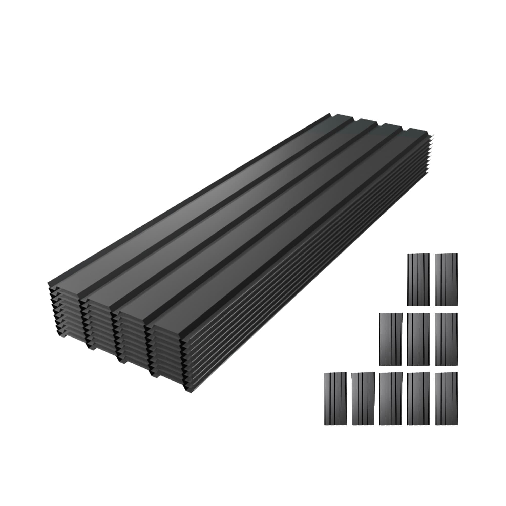 Huluwat 10 PCS 61 Inches Length Waterproof Heavy Duty Galvanized Corrugated Metal Roof Panels for Outdoor House Stable Patio Garage Shed Gray