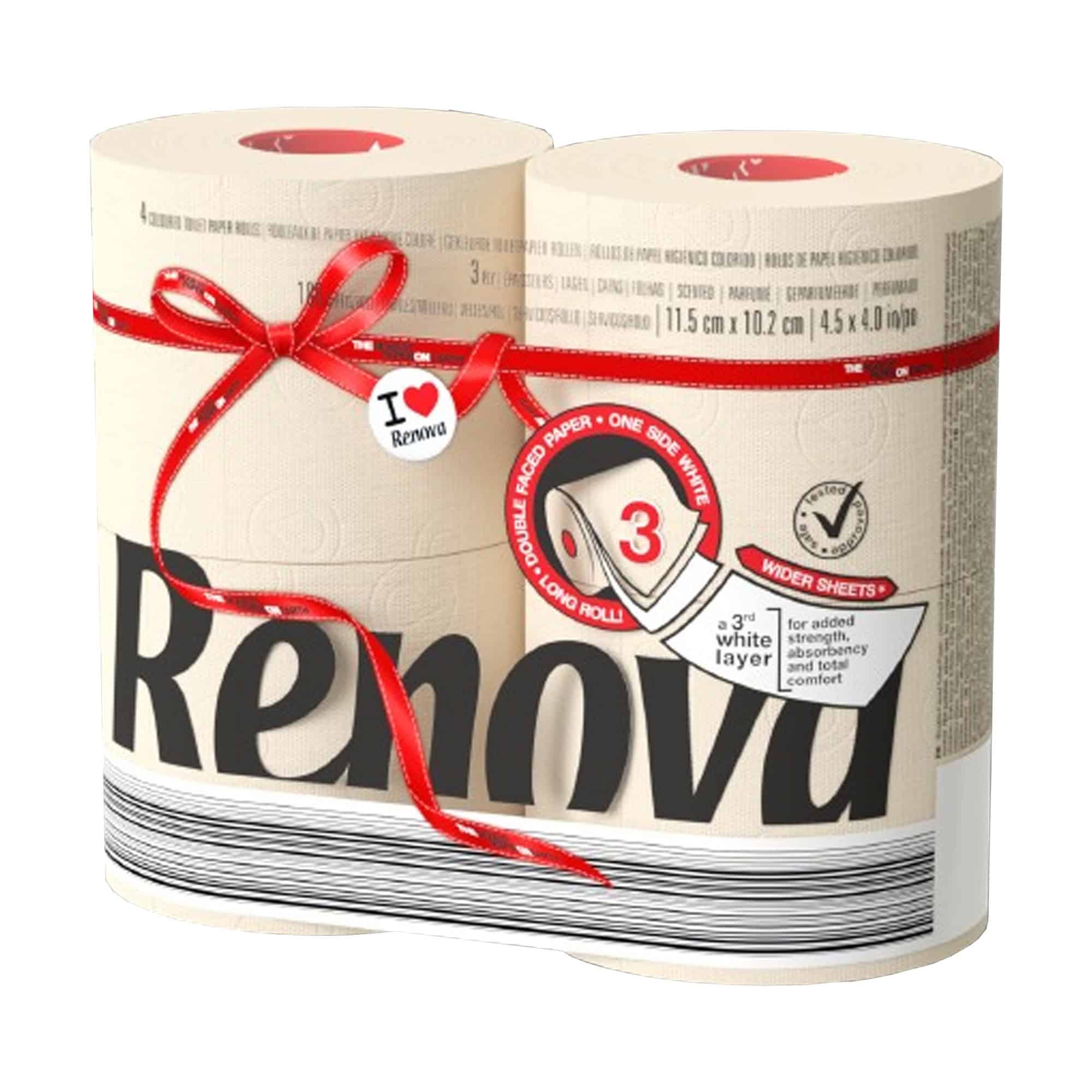 EVIDECO FRENCH HOME GOODS - Renova Vanilla Toilet Paper Jumbo Rolls - 3-Ply 180 Sheets Pack of 4 ...