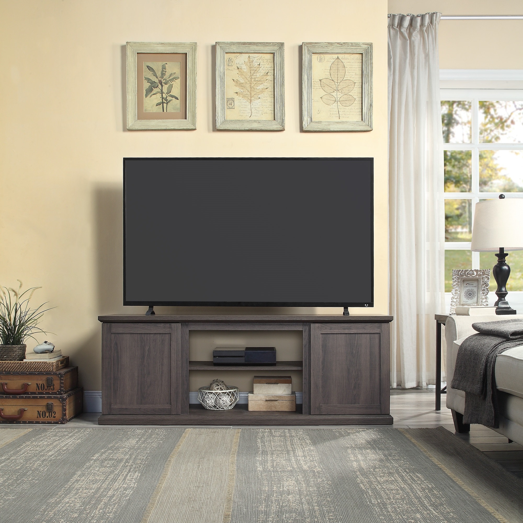 Franklin 60" Dark Brown Wood TV Stand with Cabinets