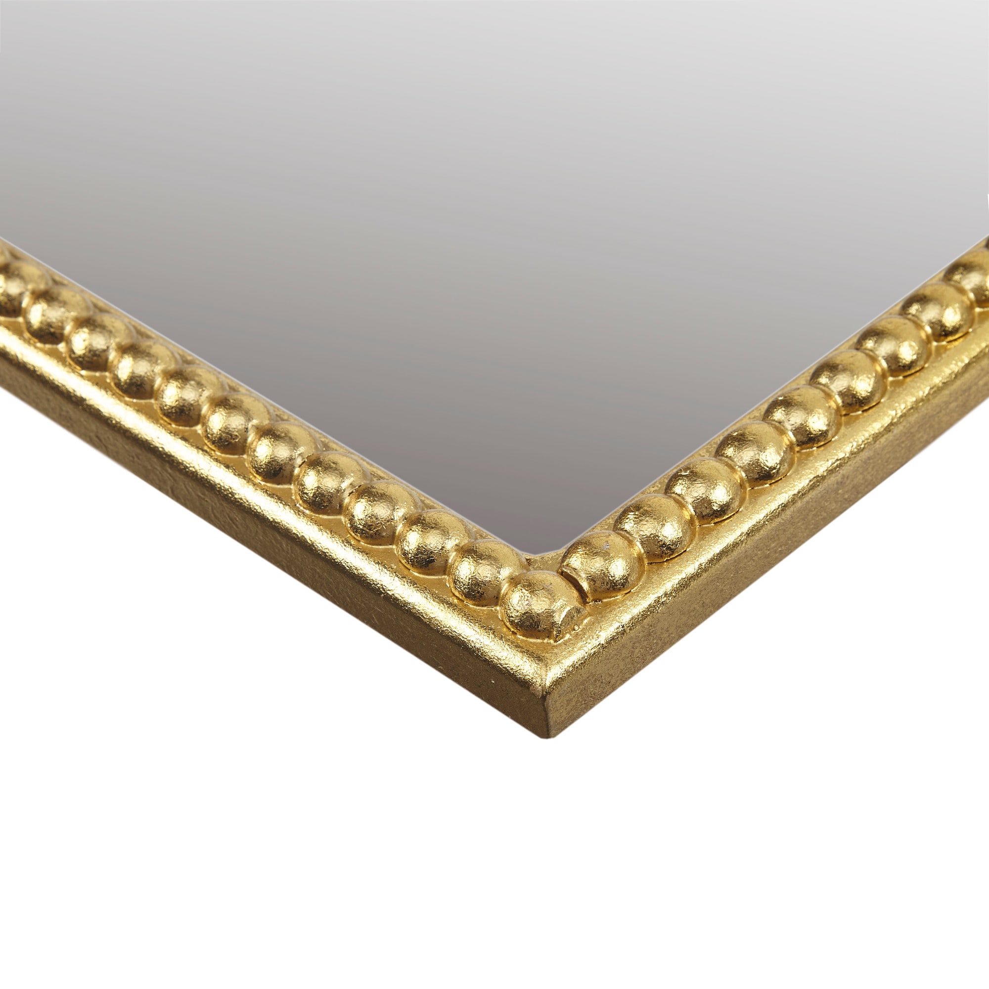Gold Arched Wall Mirror with Beaded Details and MDF Frame