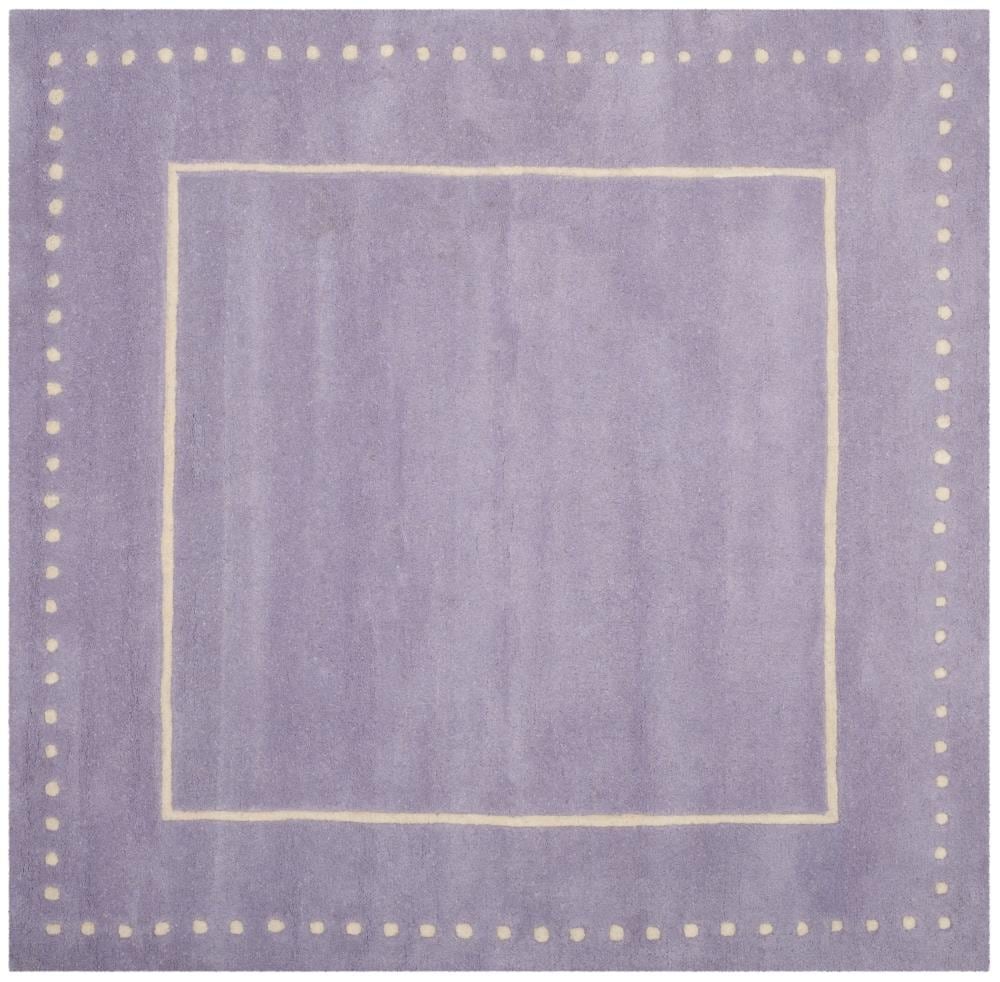 Safavieh BEL151C-5SQ Bella Huon 5 x 5 (ft) Tufted Wool Lavender/Ivory Square Indoor Border Farmhouse/Cottage Area rug