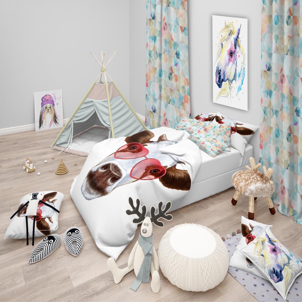 Designart BED13191-T 3 -Piece Red Twin Duvet cover Set