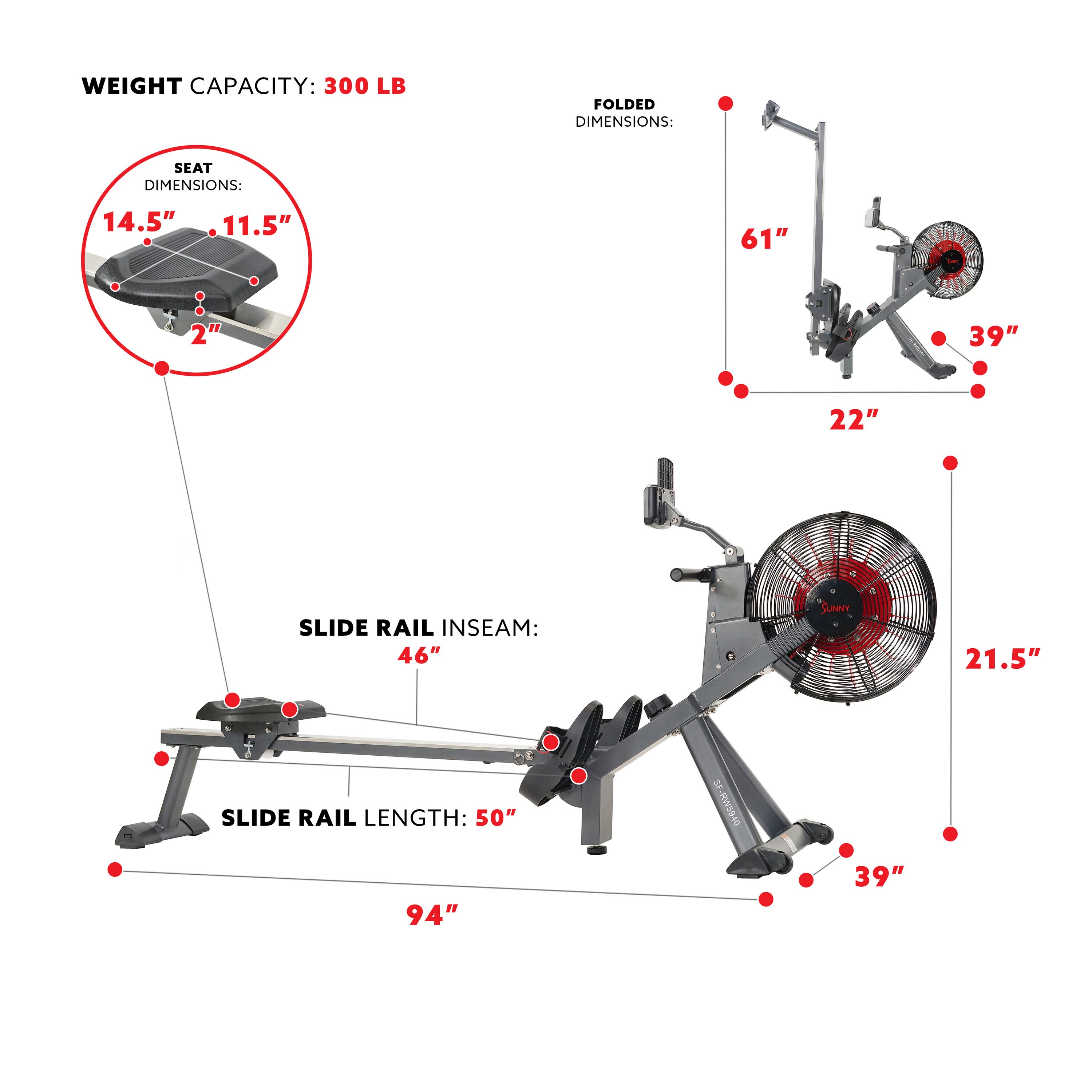 Sunny Health & Fitness SF-RW5940 Rowing-Machines - View #5
