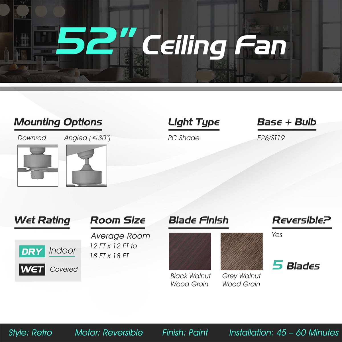 WELLFOR DFJ10099US-BK Ceiling-Fans - View #5